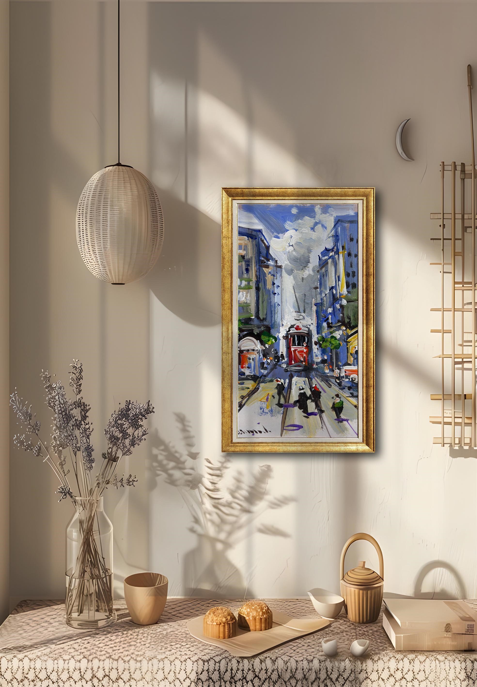 İstiklal'de Kırmızı Tramvay | Yağlı Boya Tablo