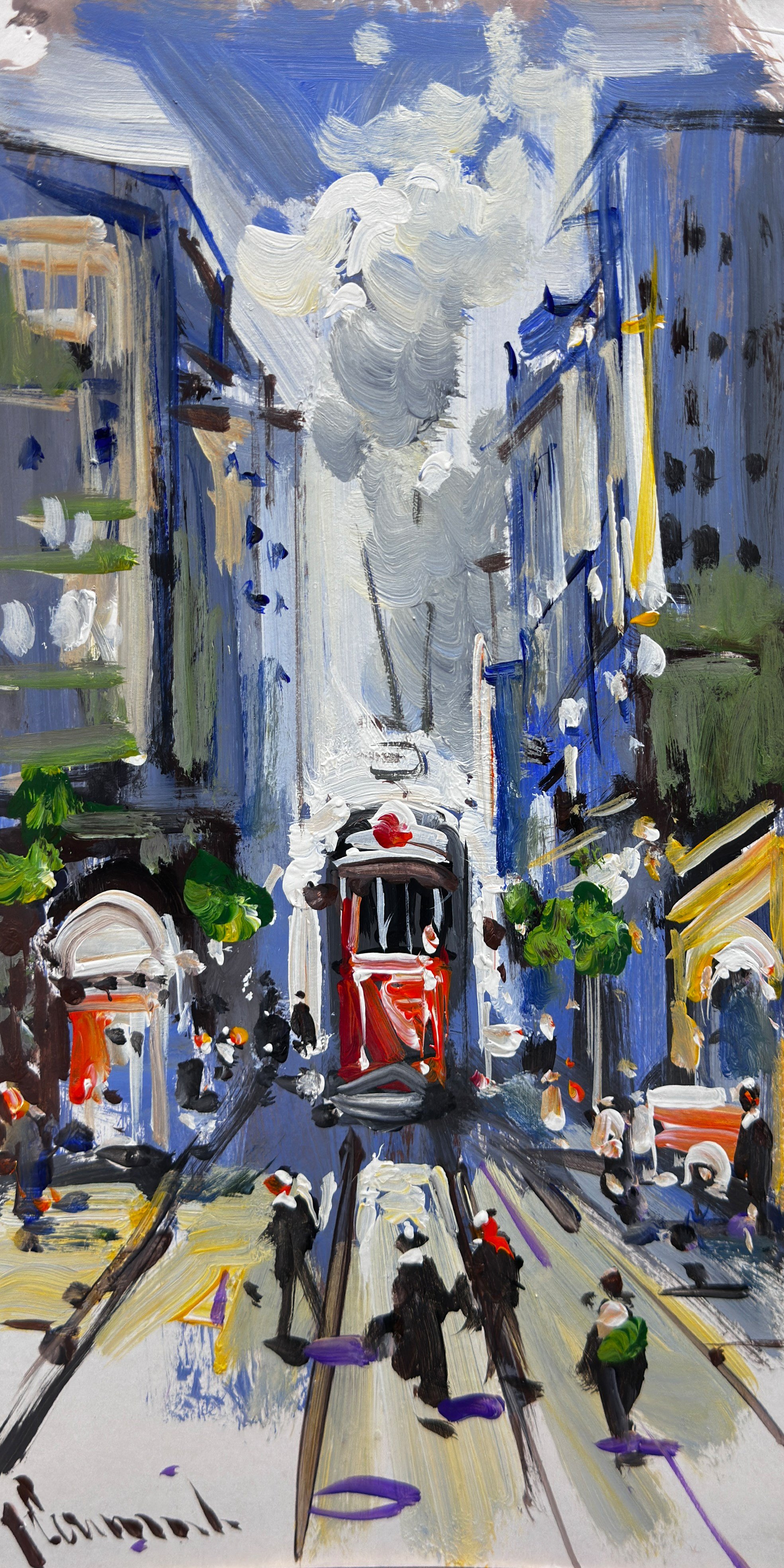 İstiklal'de Kırmızı Tramvay | Yağlı Boya Tablo