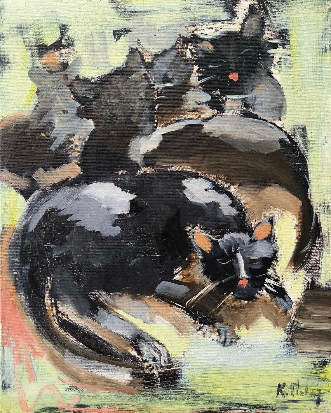 Kara Kediler | Yağlı Boya Tablo