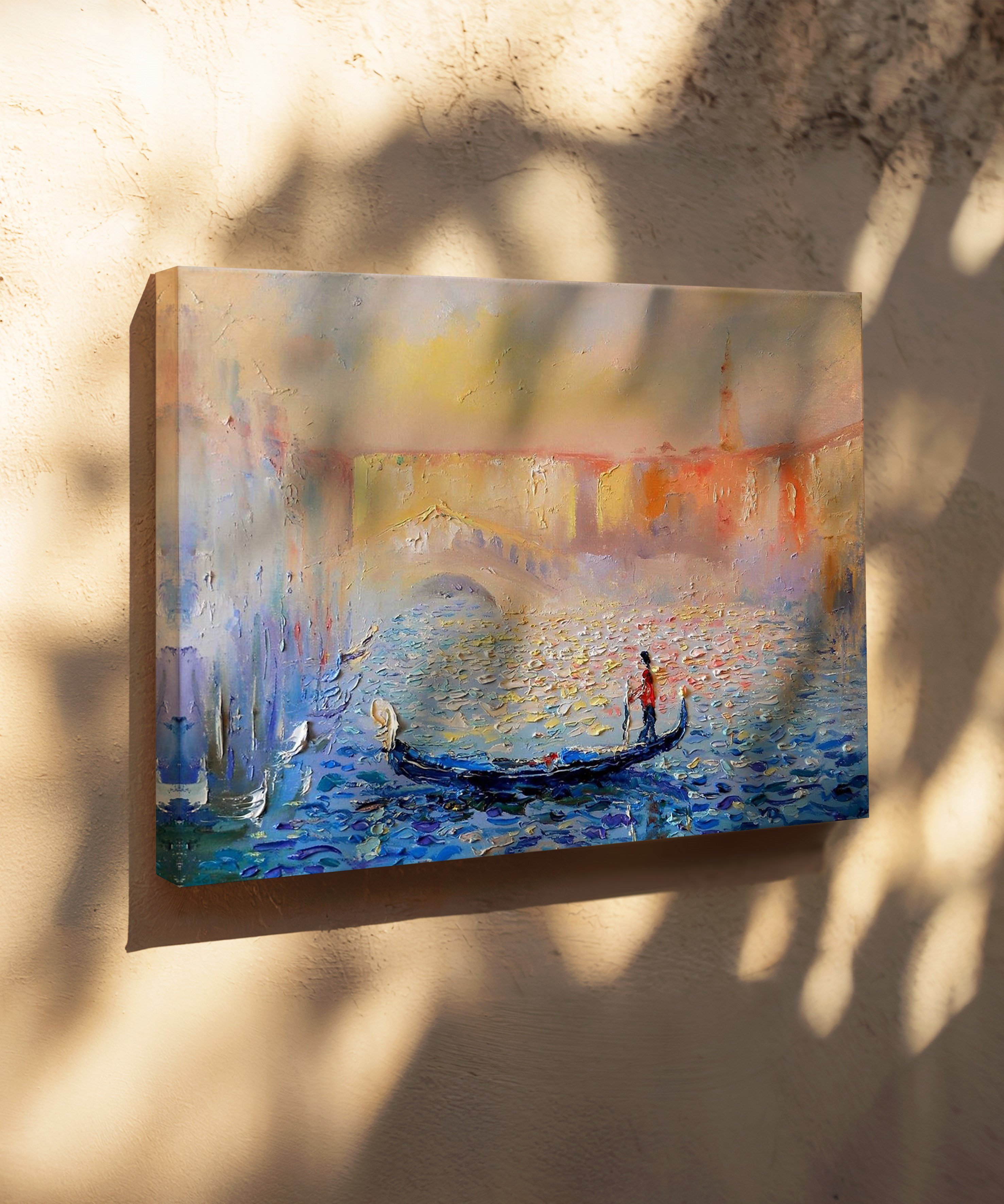 Kayıkda Bir Adam | Yağlıboya dokulu canvas baskı