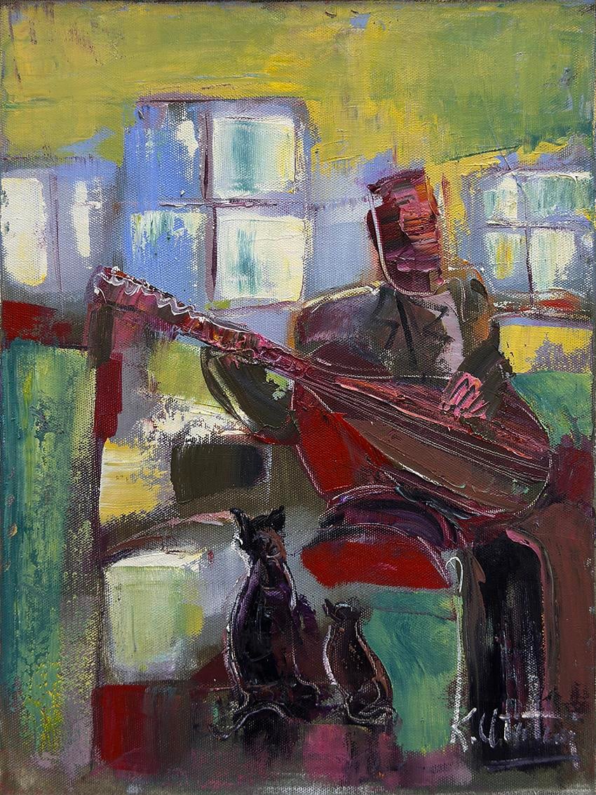 Kedilere Konser  | Yağlı Boya Tablo