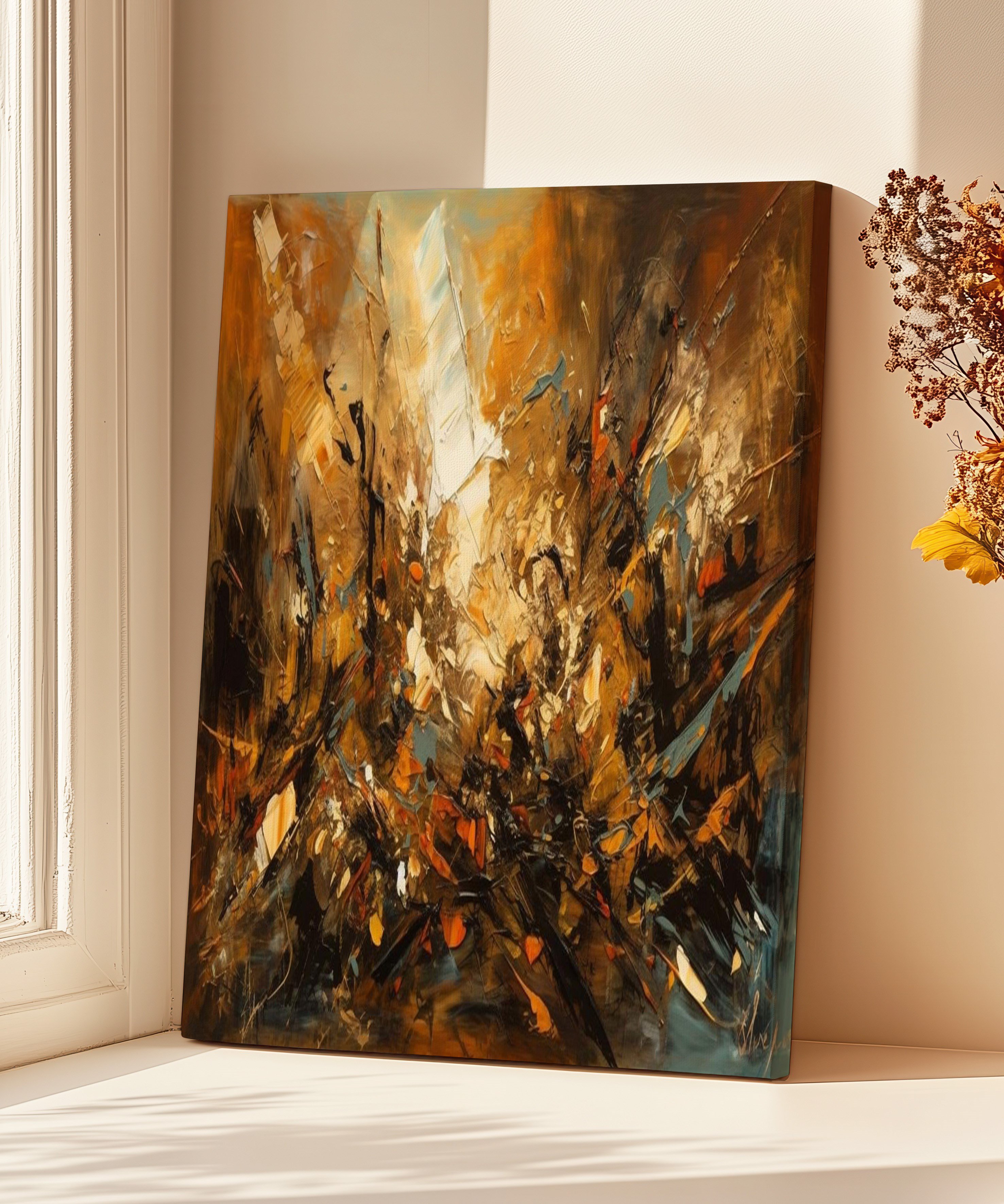 Kehribarın İzleri | Yağlı Boya Dokulu Canvas Baskı