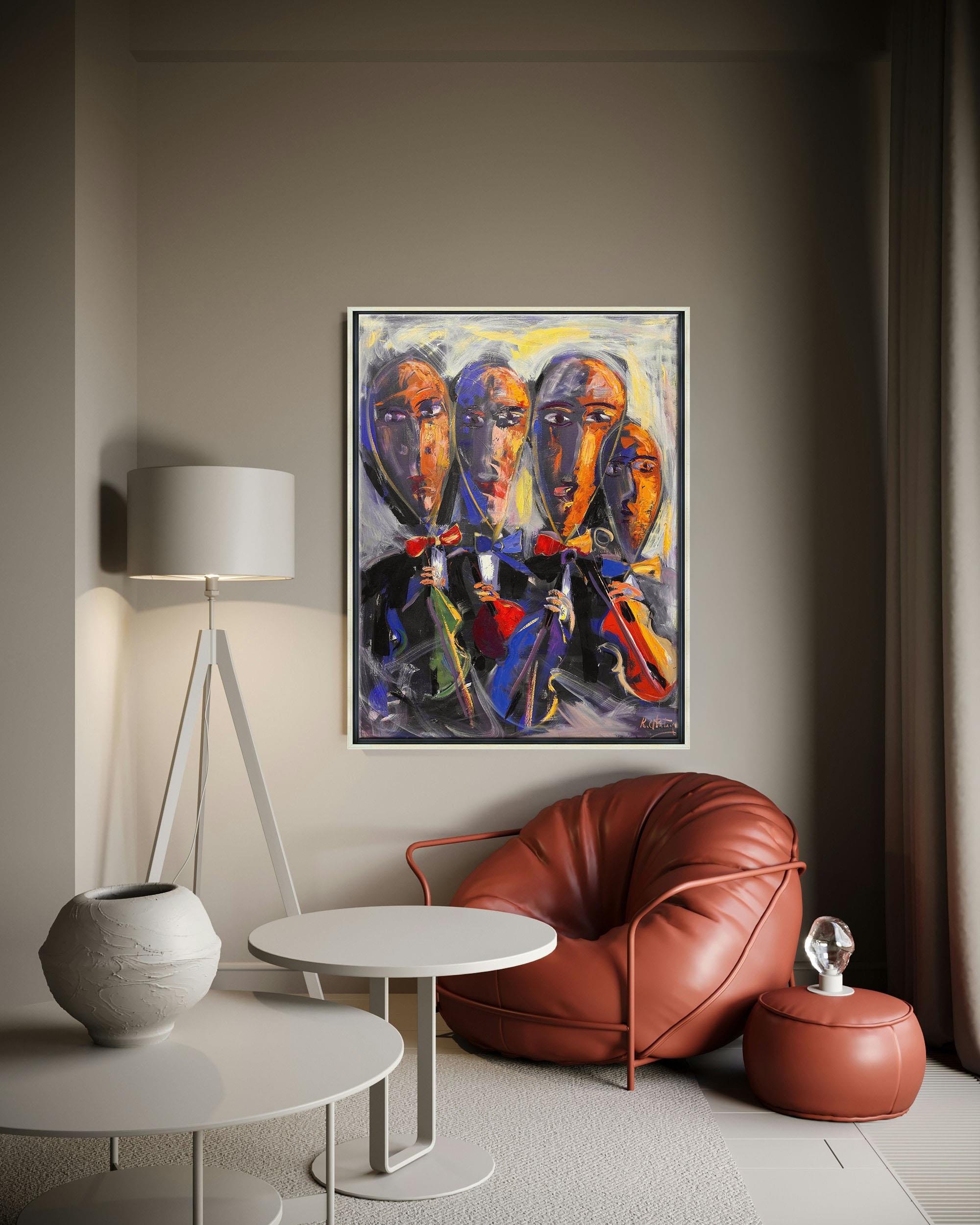 Keman Çalan Figürler | Yağlı Boya Tablo