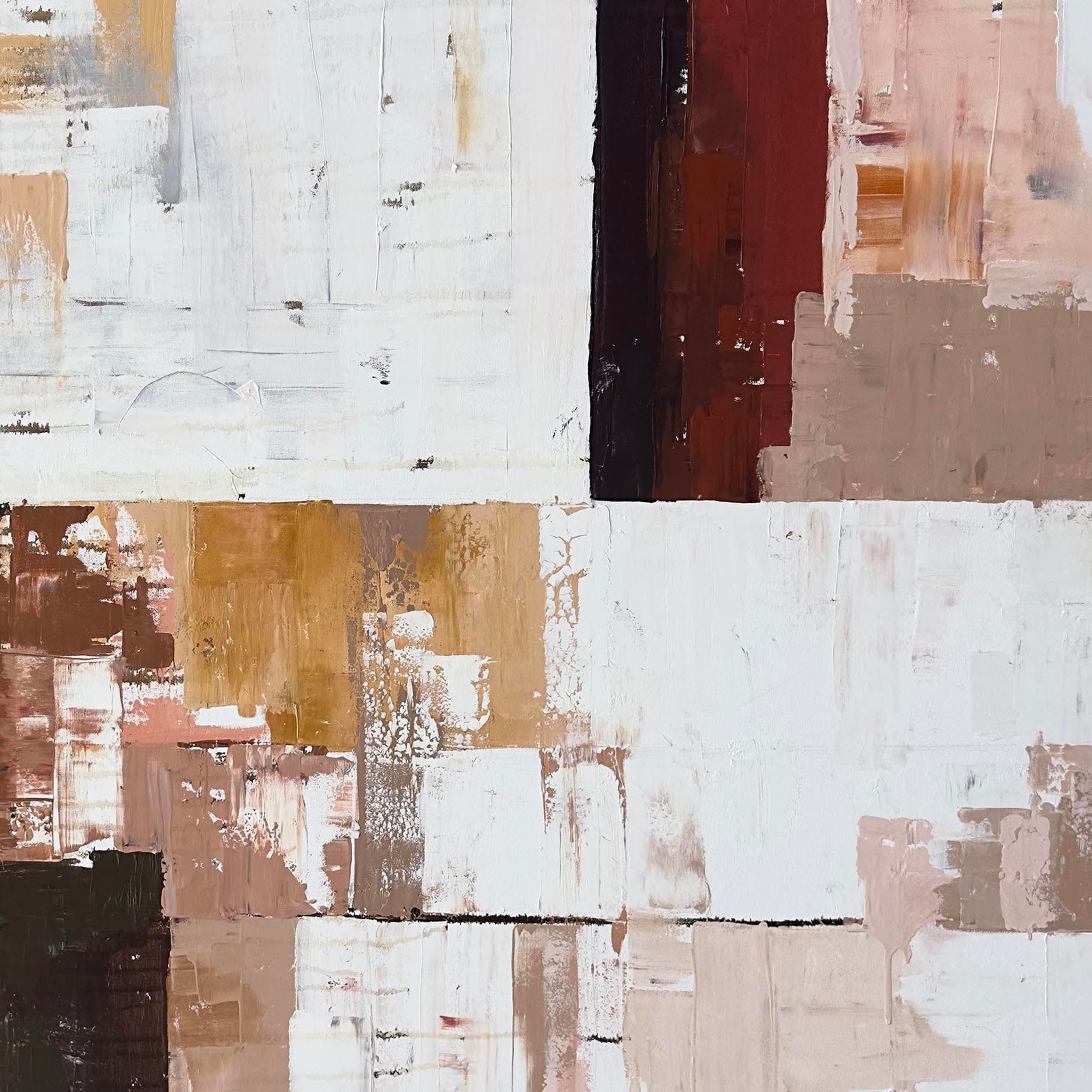 Kiremit ve Beyaz Soyut | Yağlı Boya Tablo