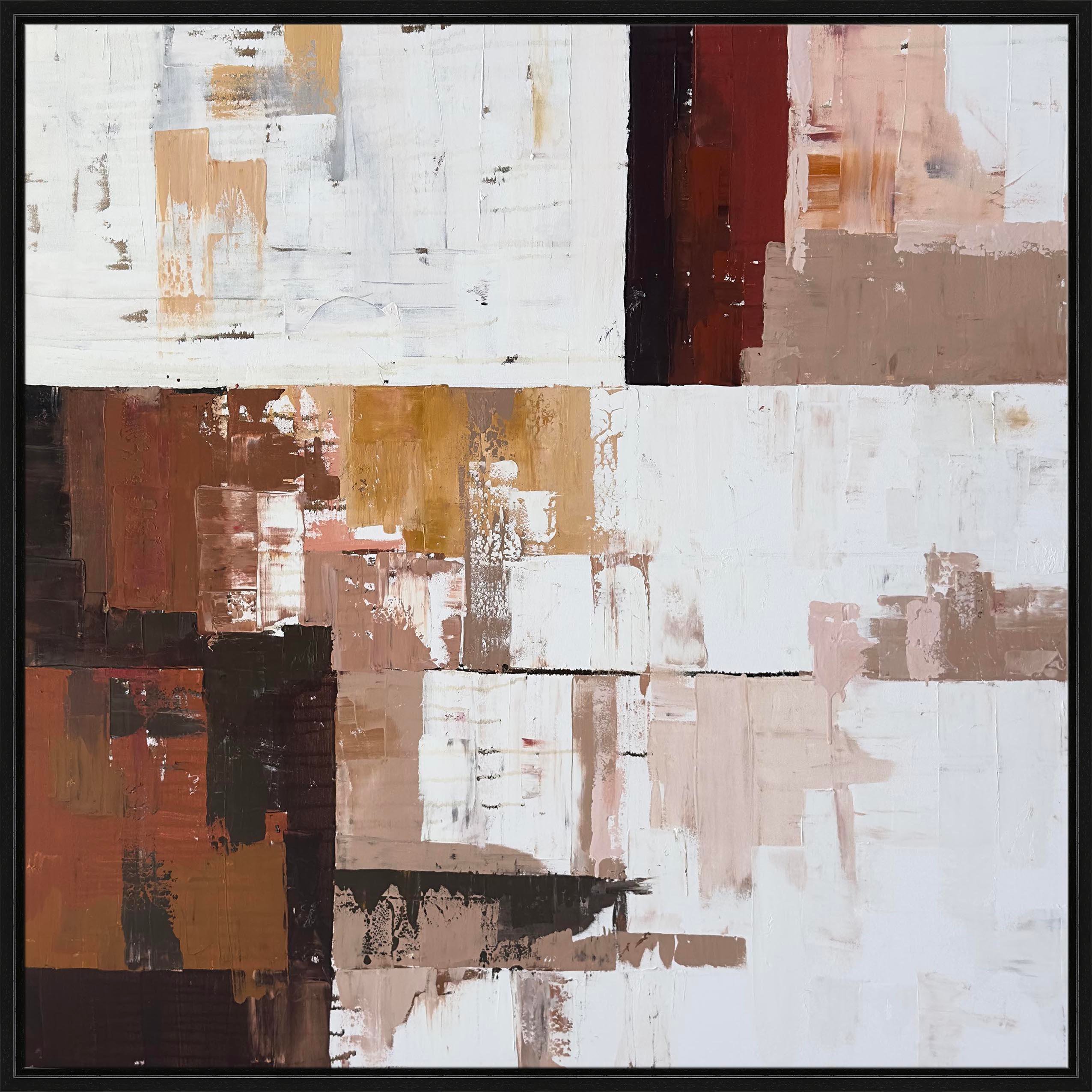 Kiremit ve Beyaz Soyut | Yağlı Boya Tablo