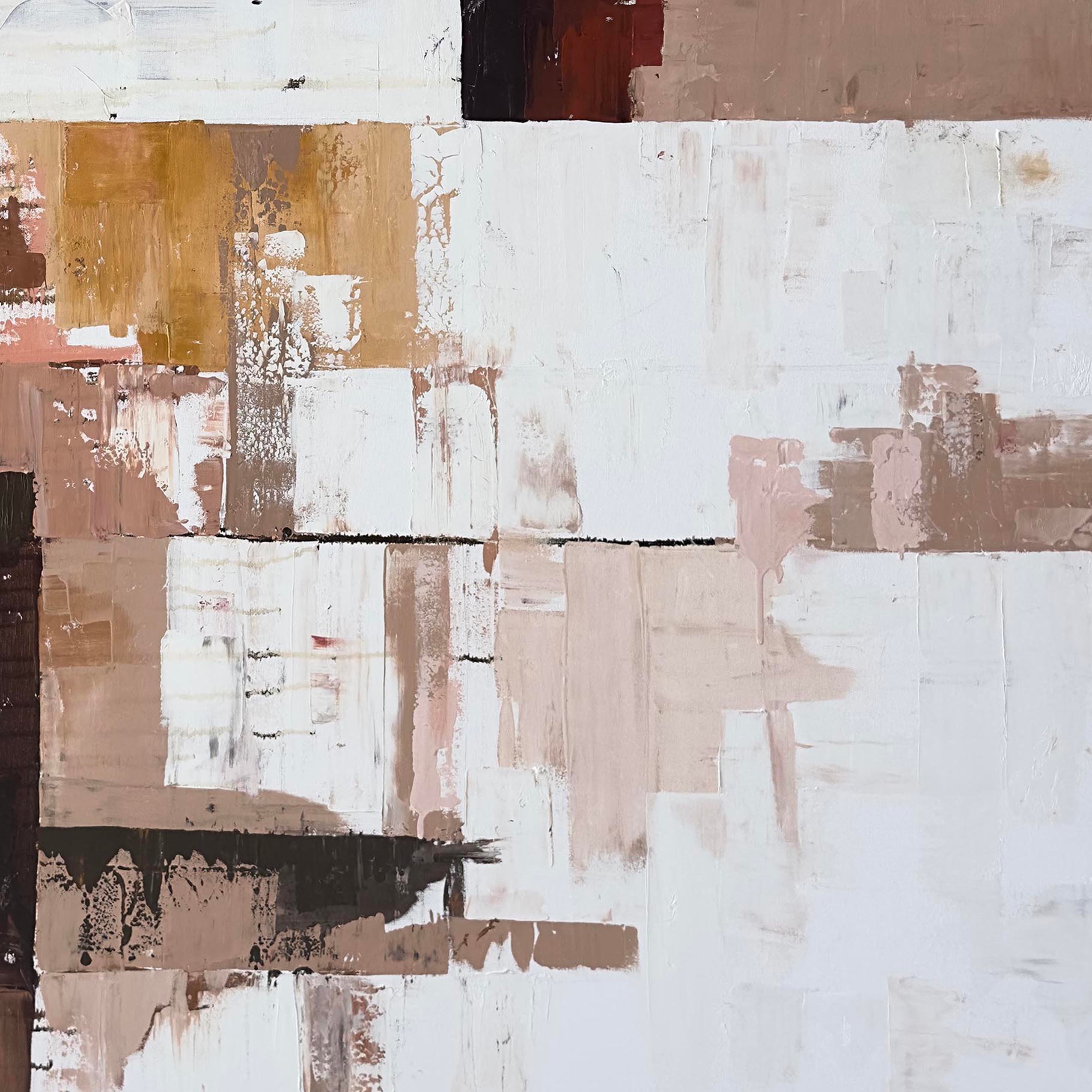 Kiremit ve Beyaz Soyut | Yağlı Boya Tablo