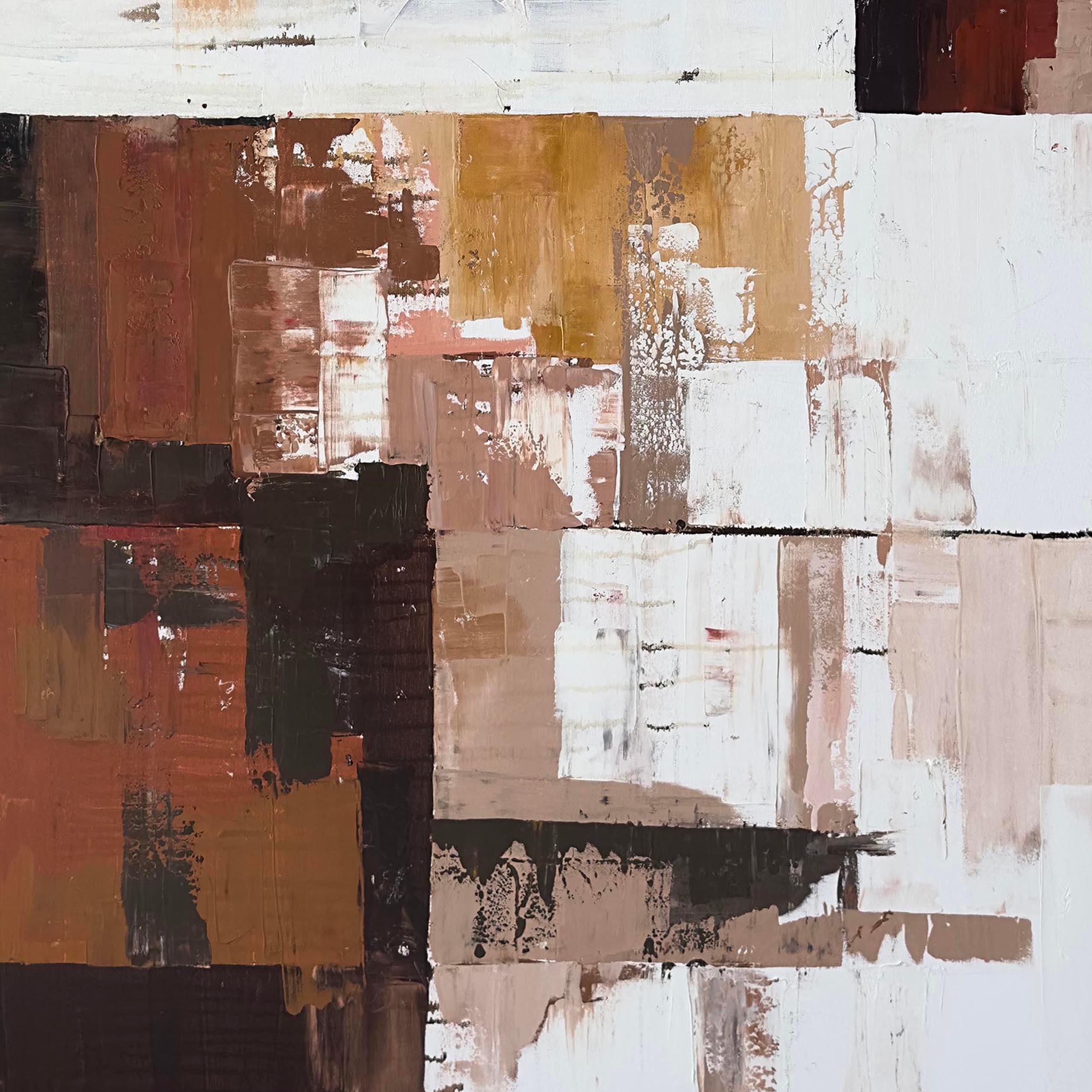 Kiremit ve Beyaz Soyut | Yağlı Boya Tablo