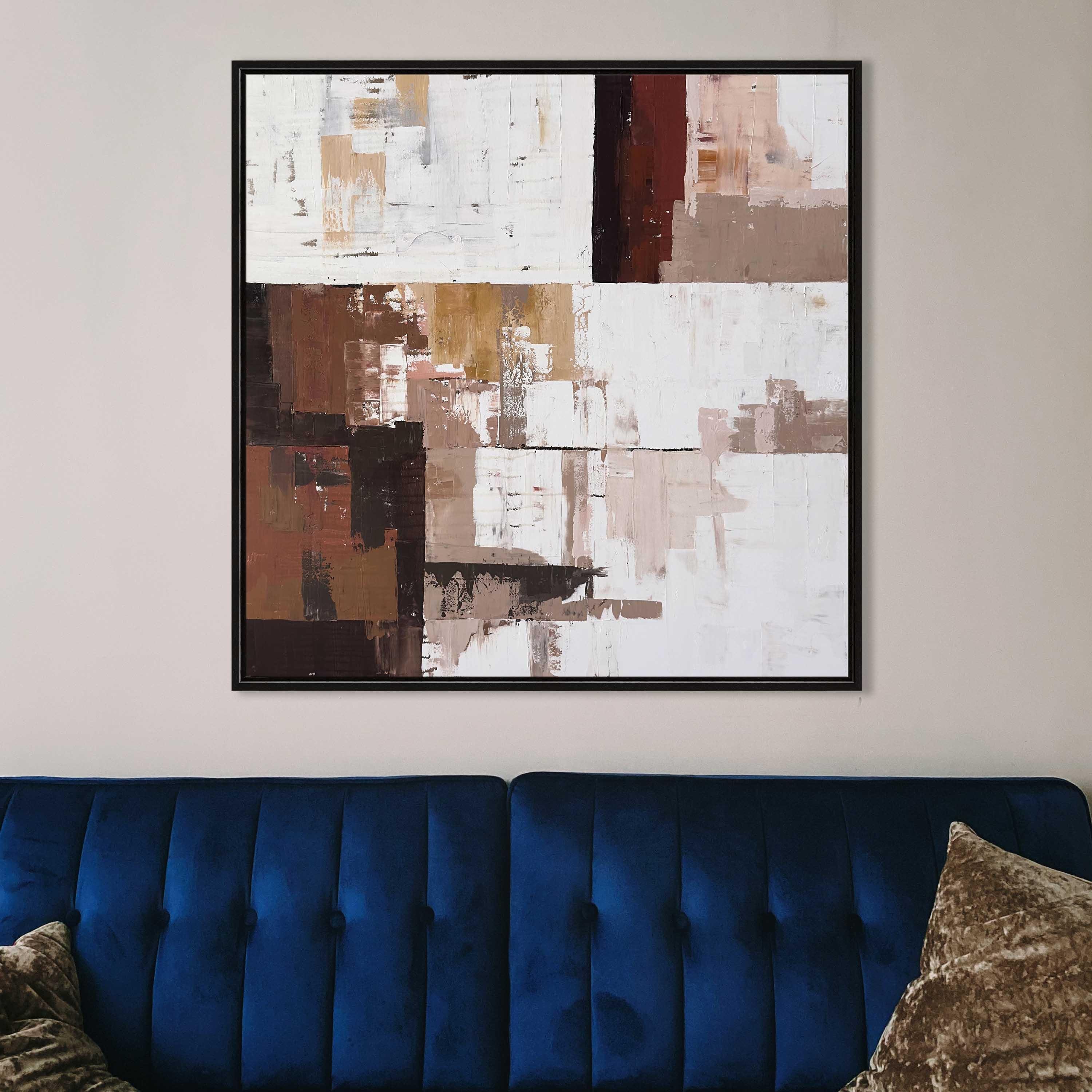 Kiremit ve Beyaz Soyut | Yağlı Boya Tablo