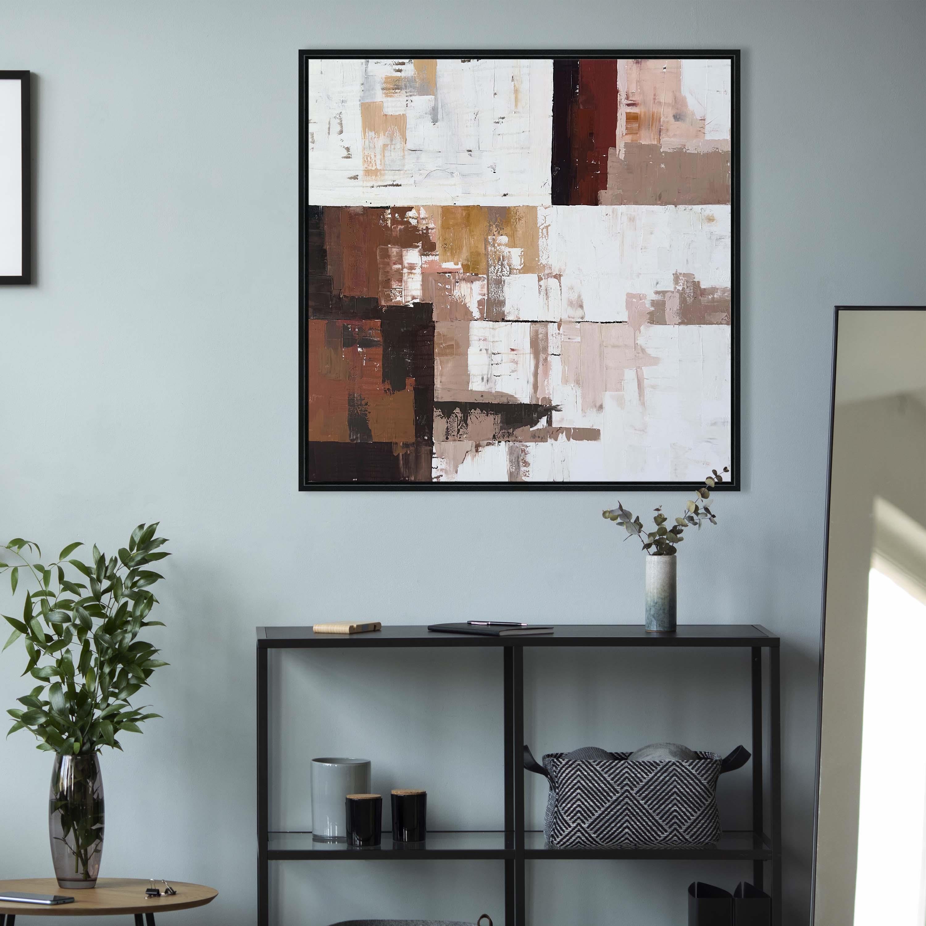 Kiremit ve Beyaz Soyut | Yağlı Boya Tablo