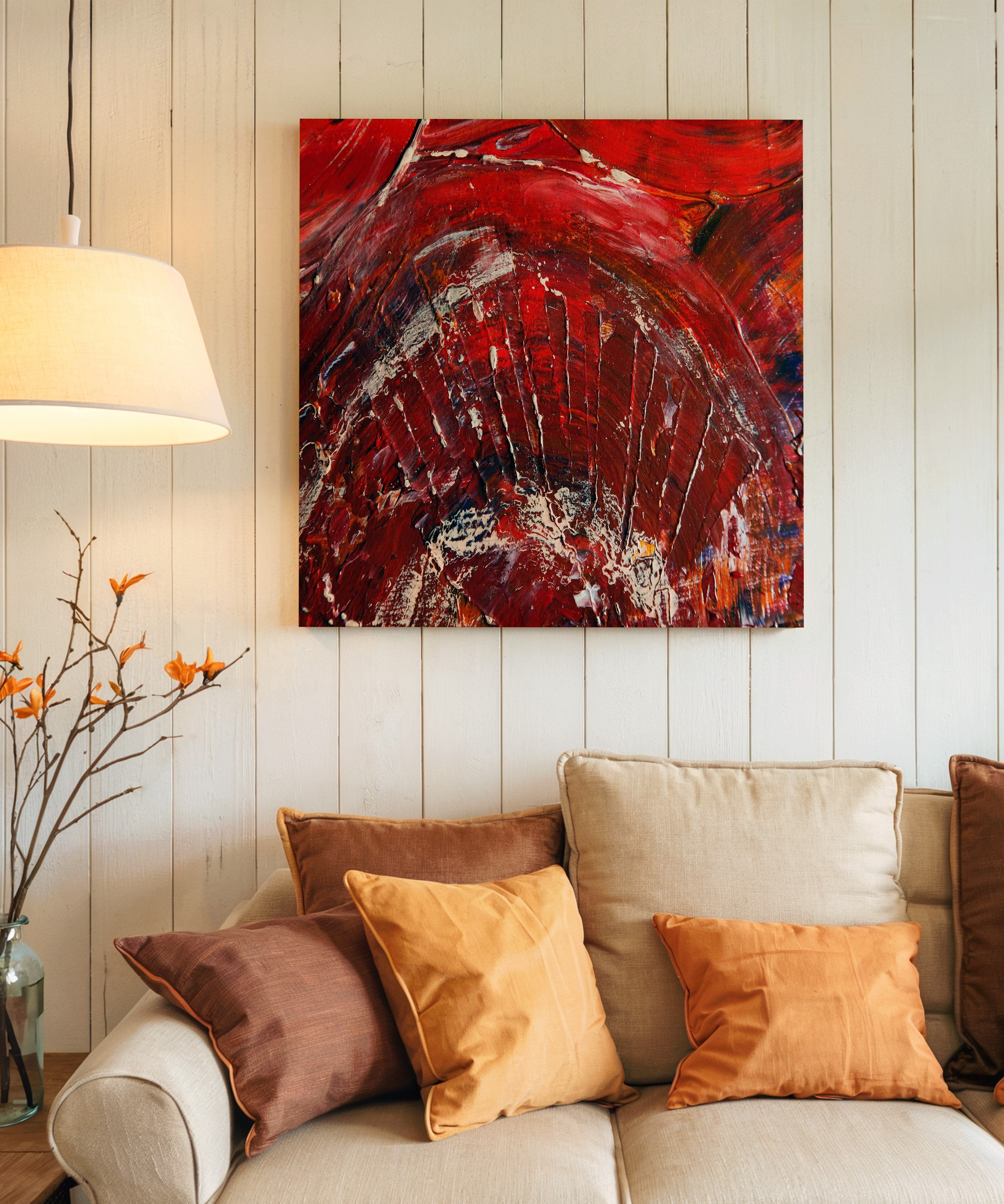 Kırmızı Kivi | Yağlıboya dokulu canvas baskı