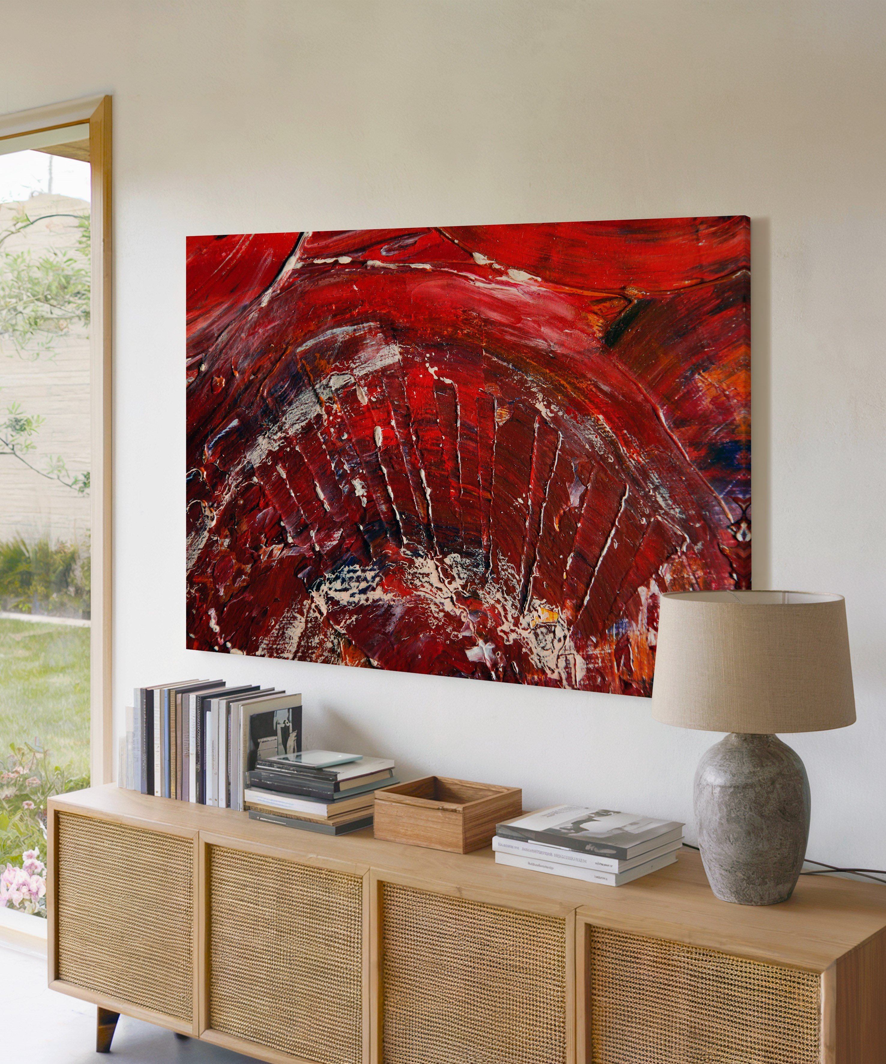 Kırmızı Kivi | Yağlıboya dokulu canvas baskı