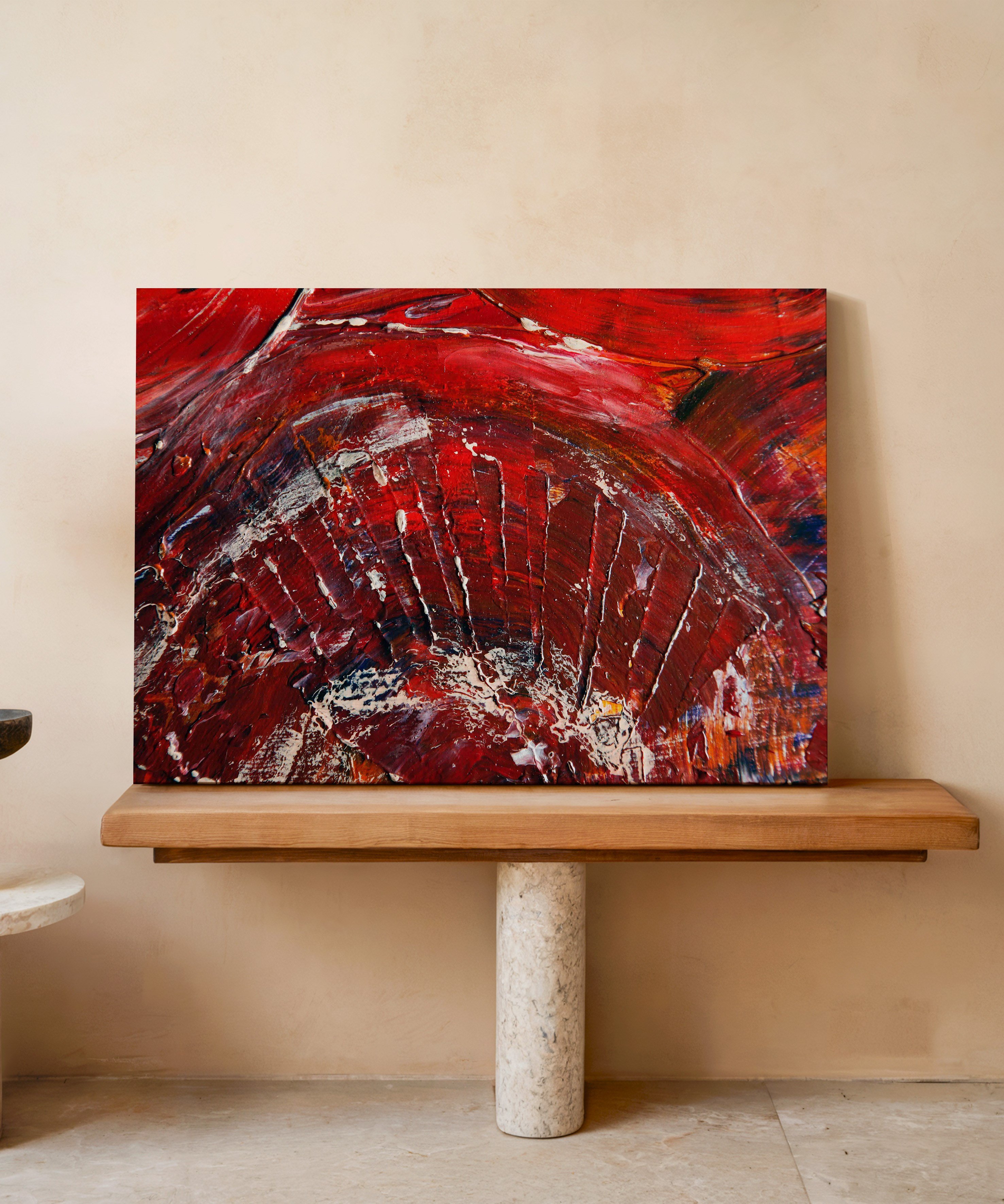 Kırmızı Kivi | Yağlıboya dokulu canvas baskı