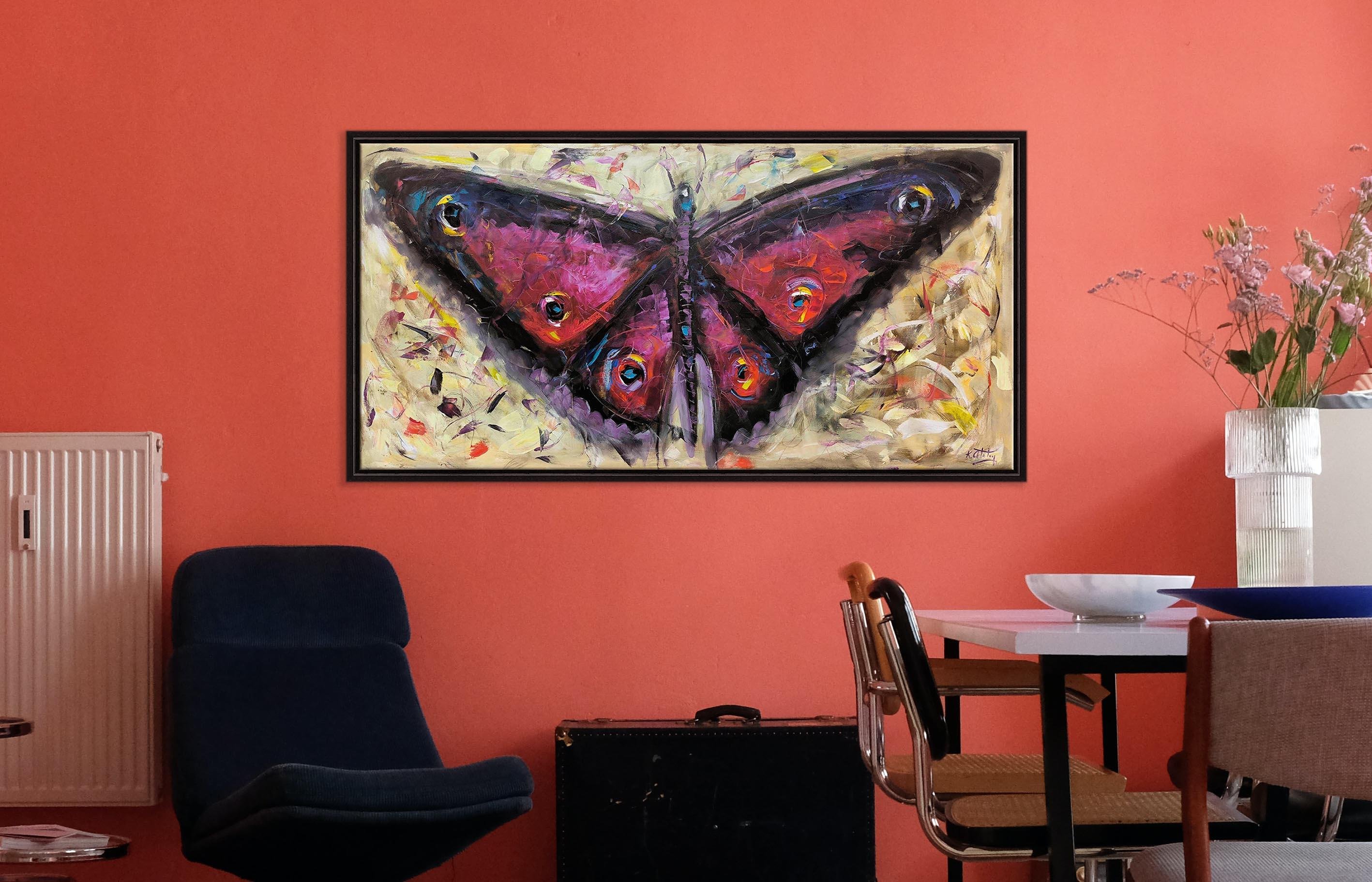 Kırmızı Zarif Kelebek | Yağlı Boya Tablo