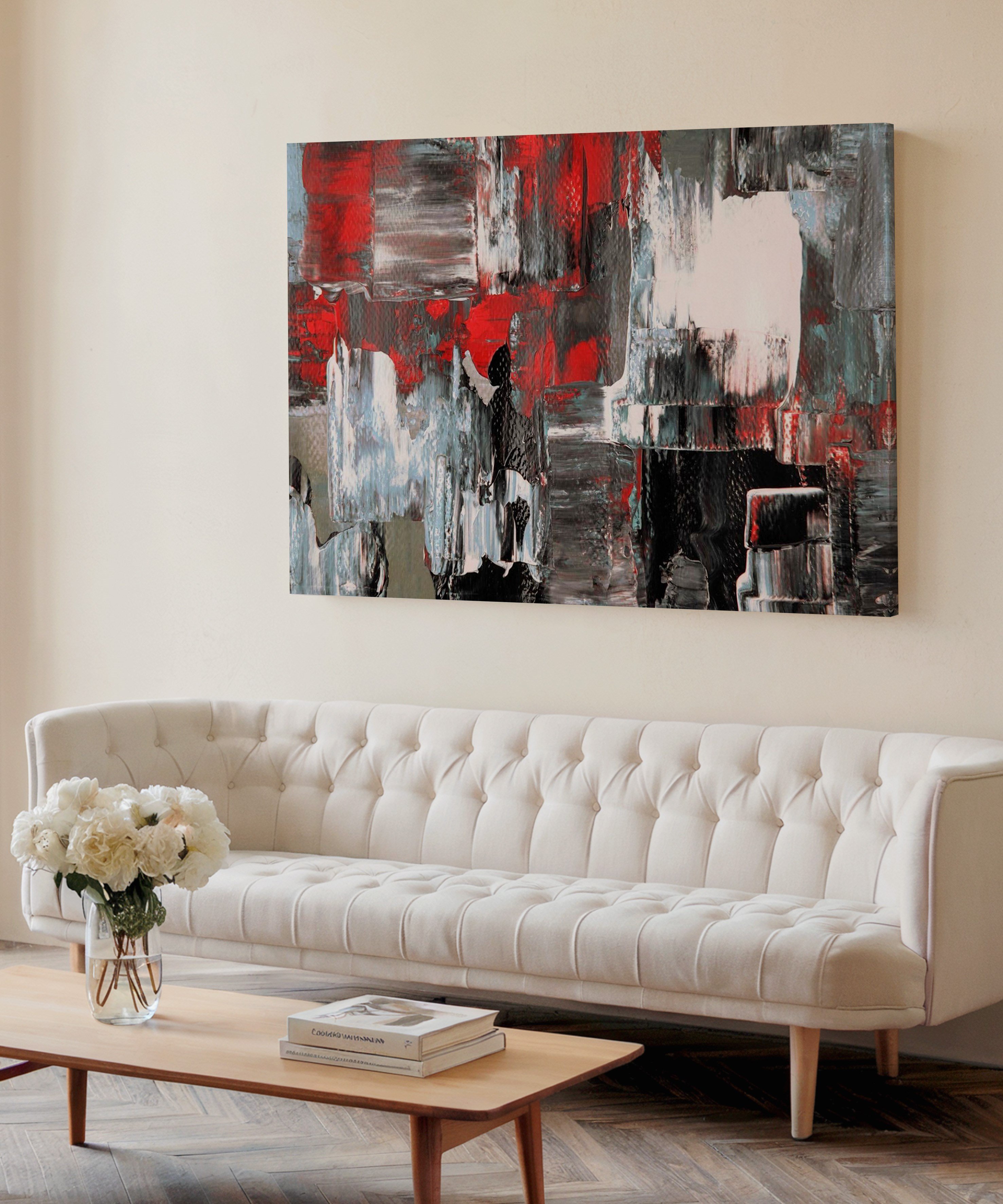 Kırmızılı Vurgu | Yağlıboya dokulu canvas baskı