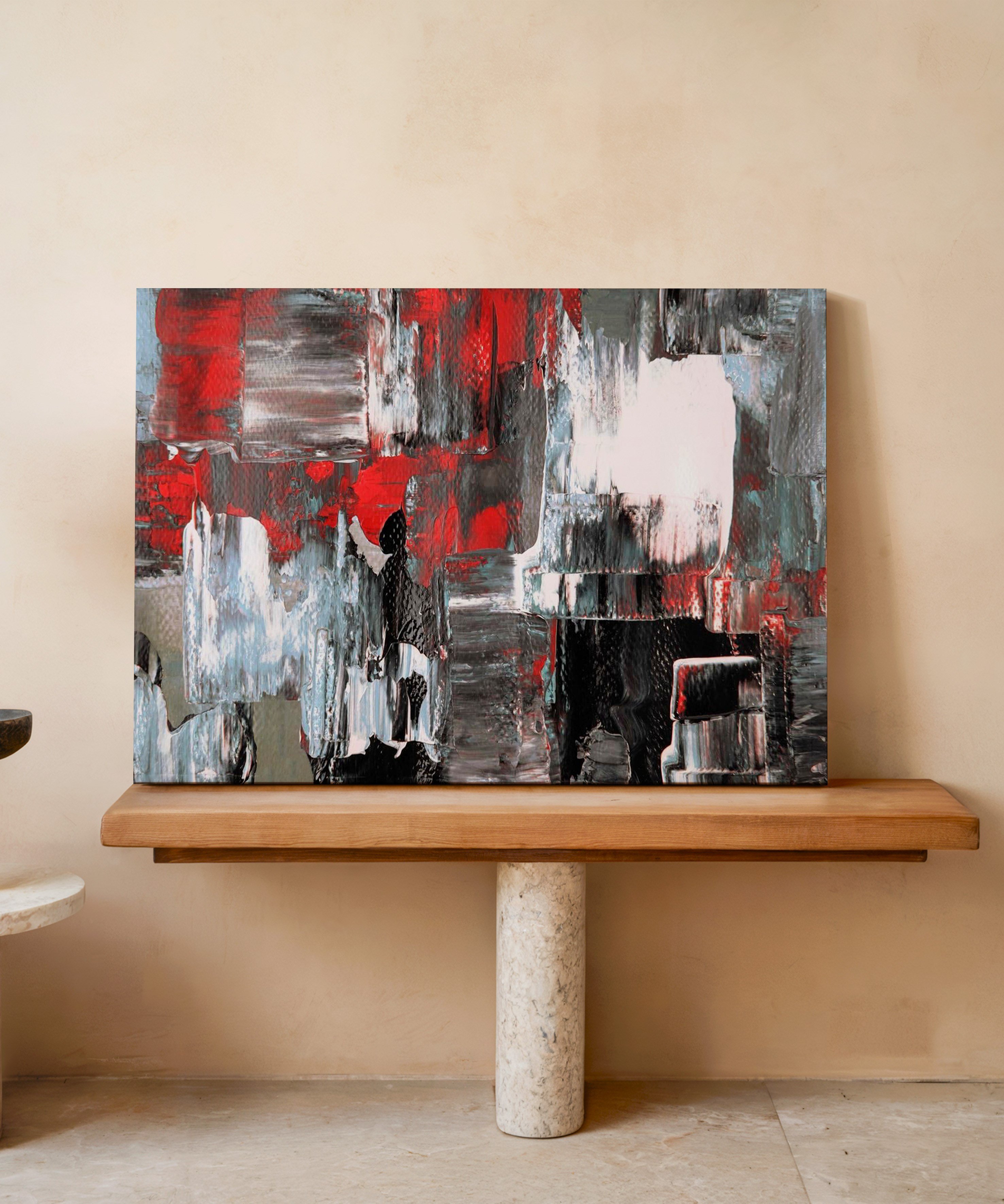 Kırmızılı Vurgu | Yağlıboya dokulu canvas baskı