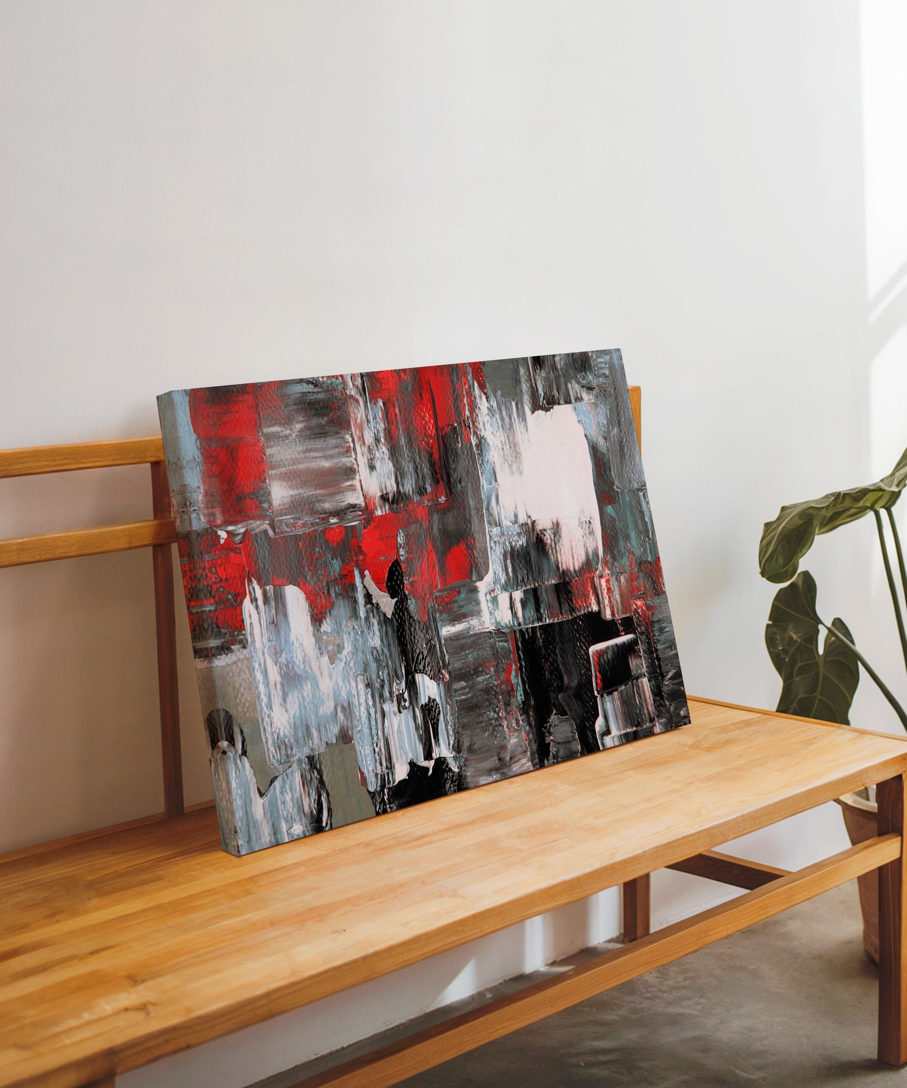 Kırmızılı Vurgu | Yağlıboya dokulu canvas baskı