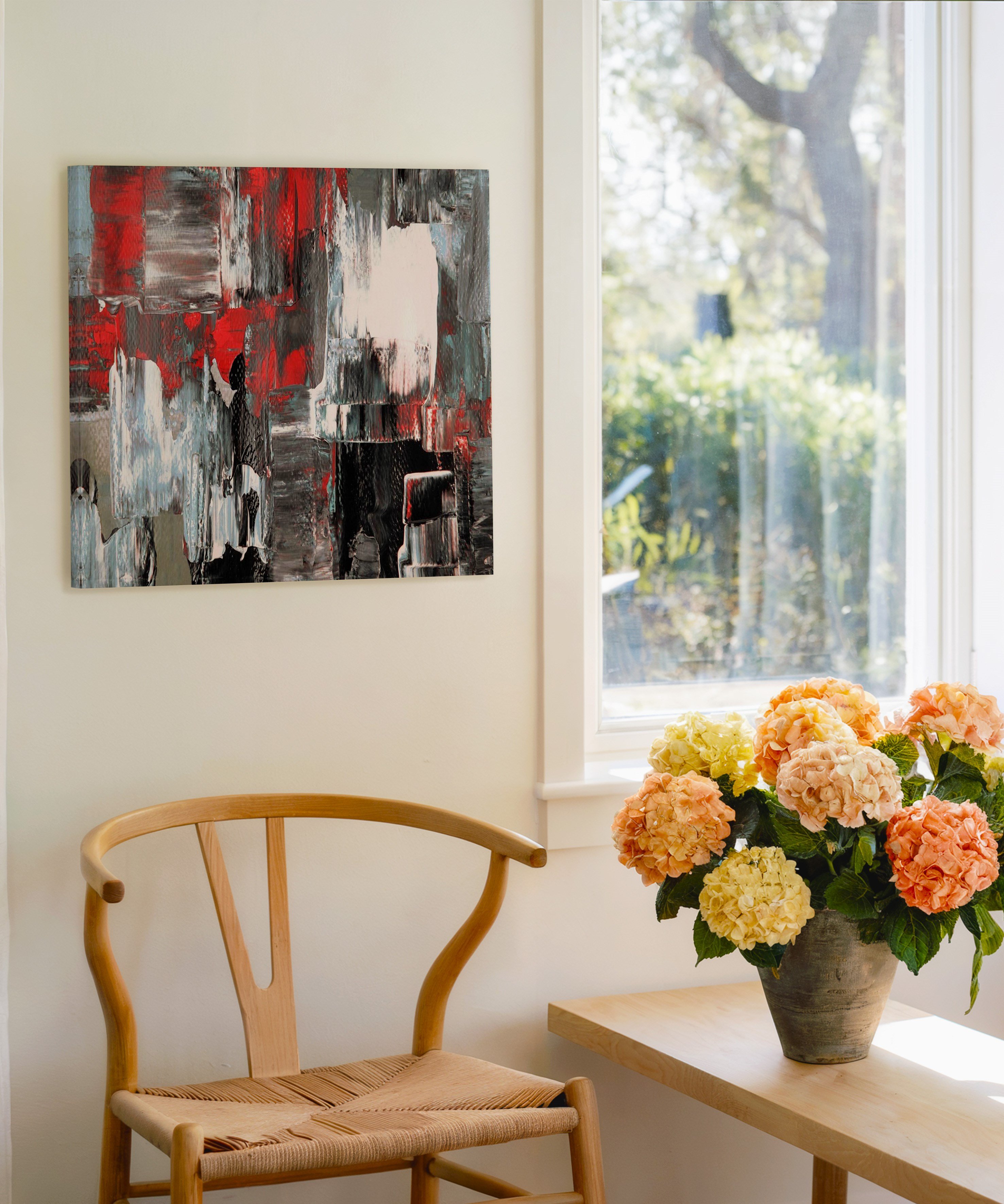 Kırmızılı Vurgu | Yağlıboya dokulu canvas baskı