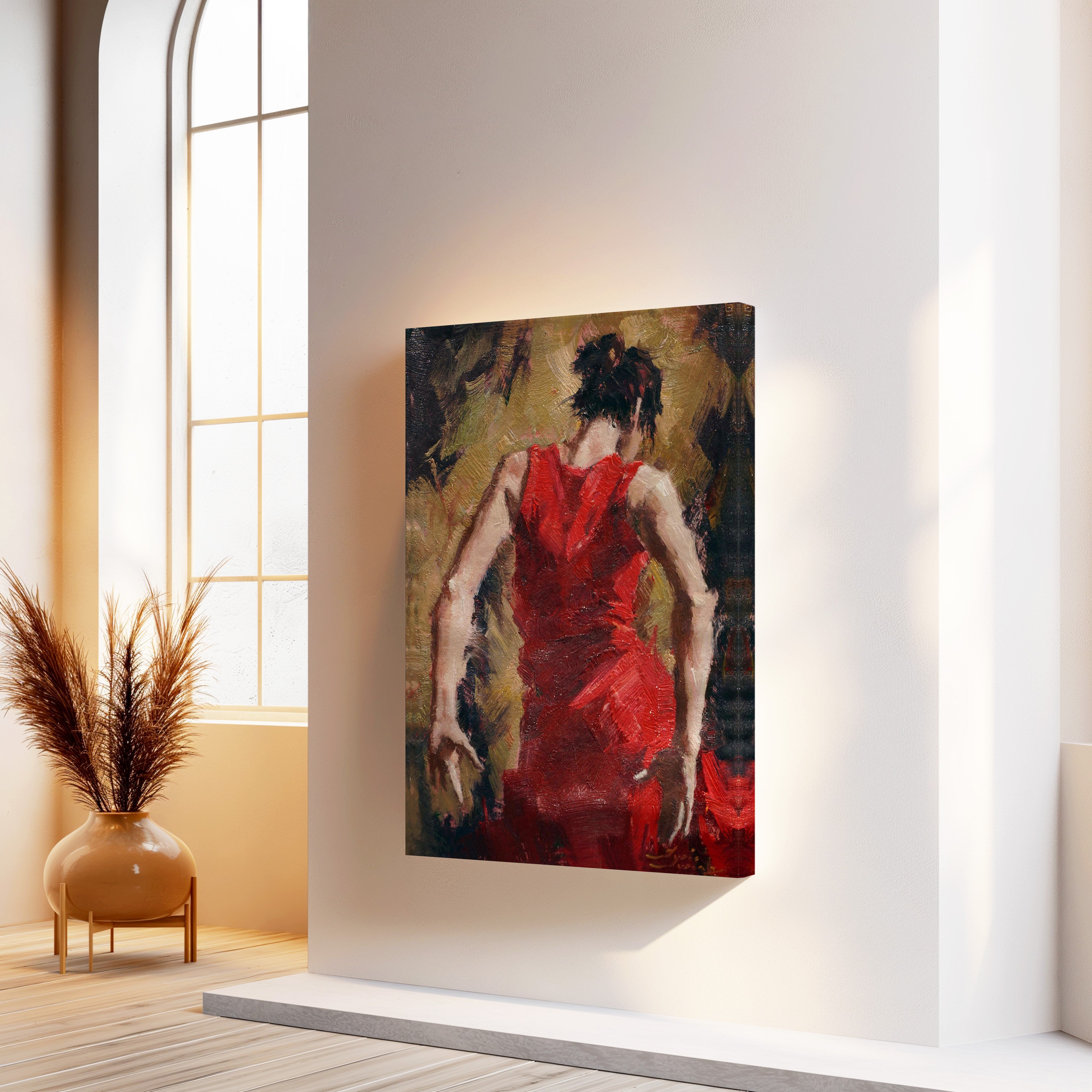 Kırmızının Ardında | Yağlı Boya Dokulu Canvas Baskı