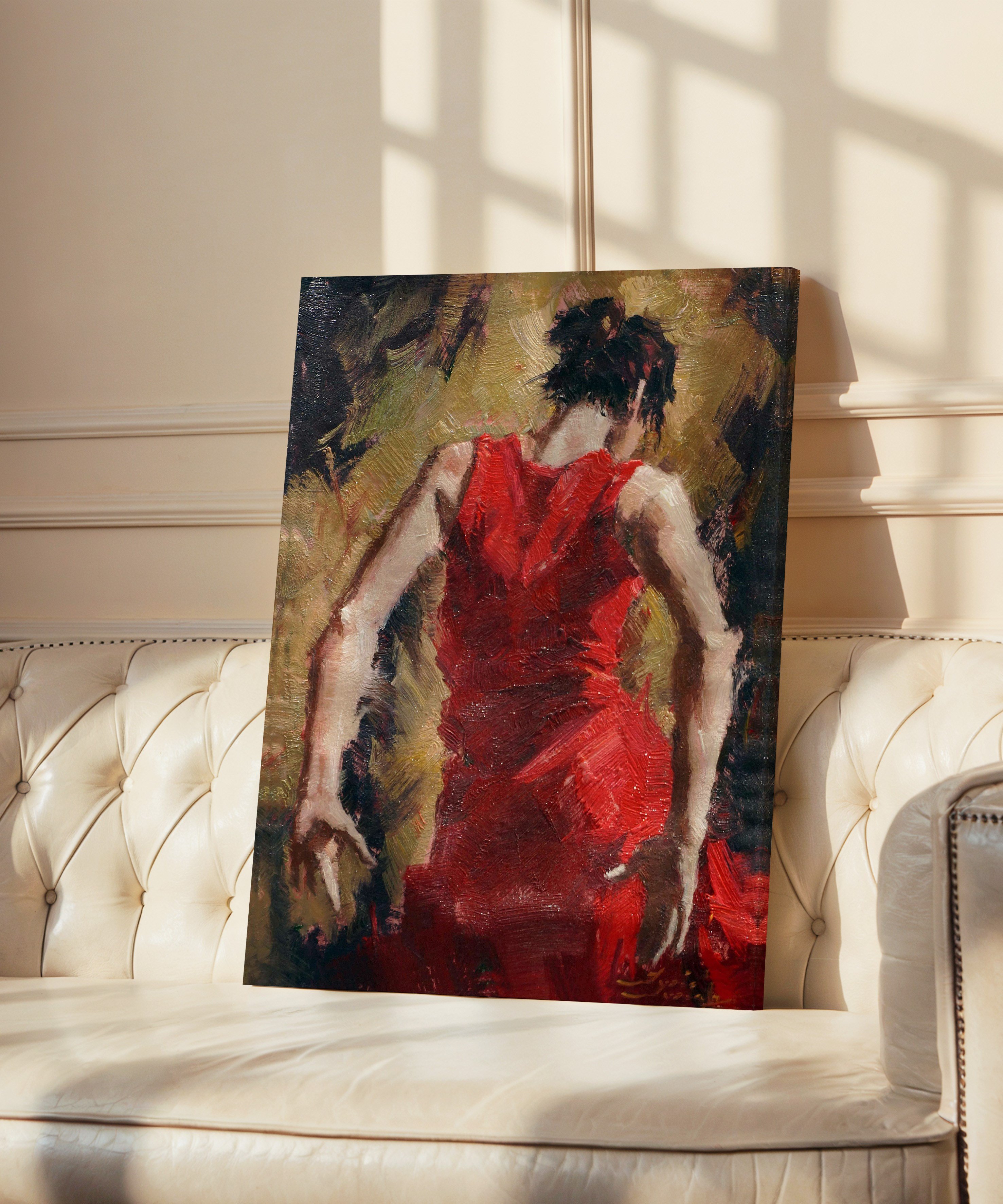 Kırmızının Ardında | Yağlı Boya Dokulu Canvas Baskı