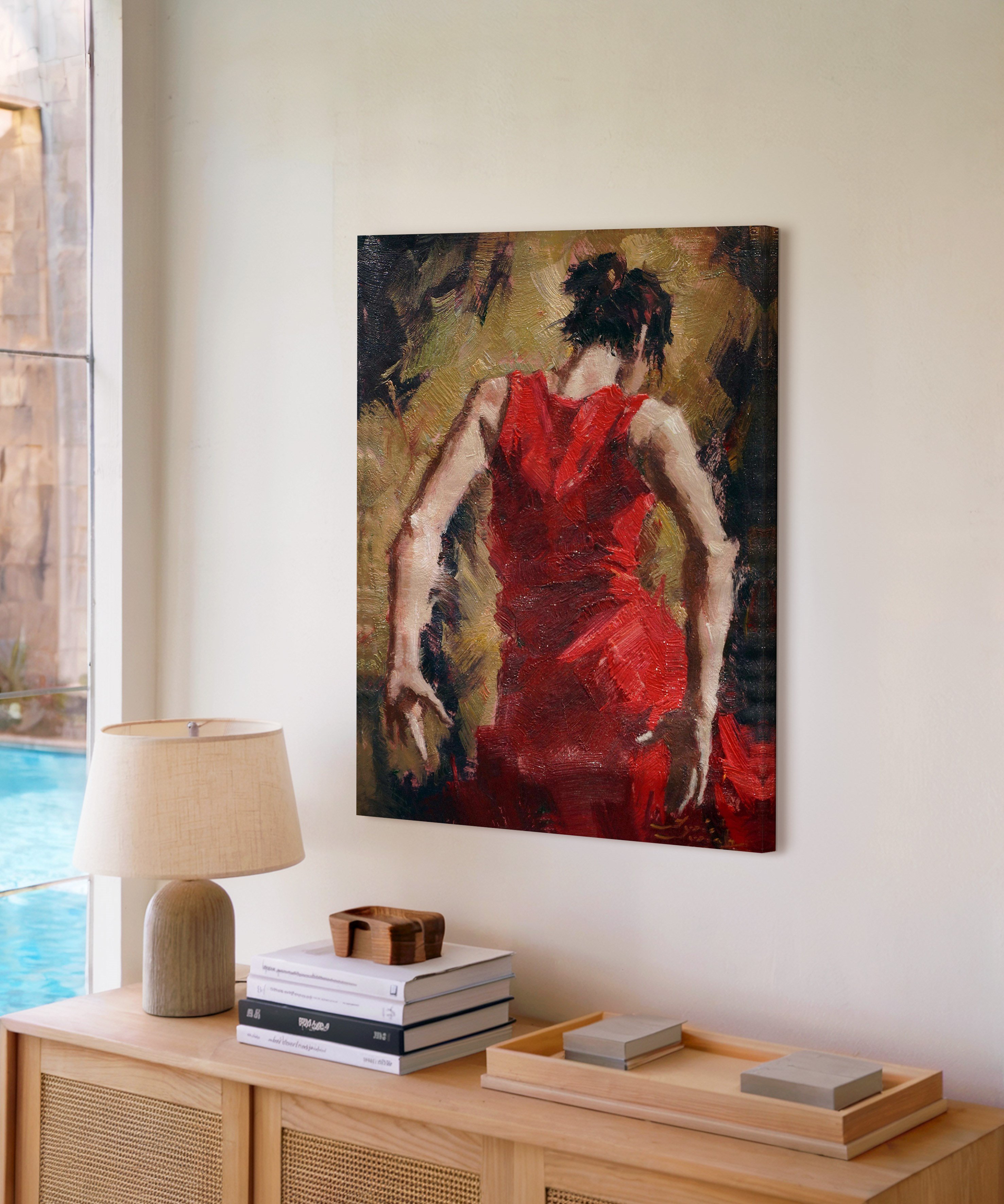 Kırmızının Ardında | Yağlı Boya Dokulu Canvas Baskı