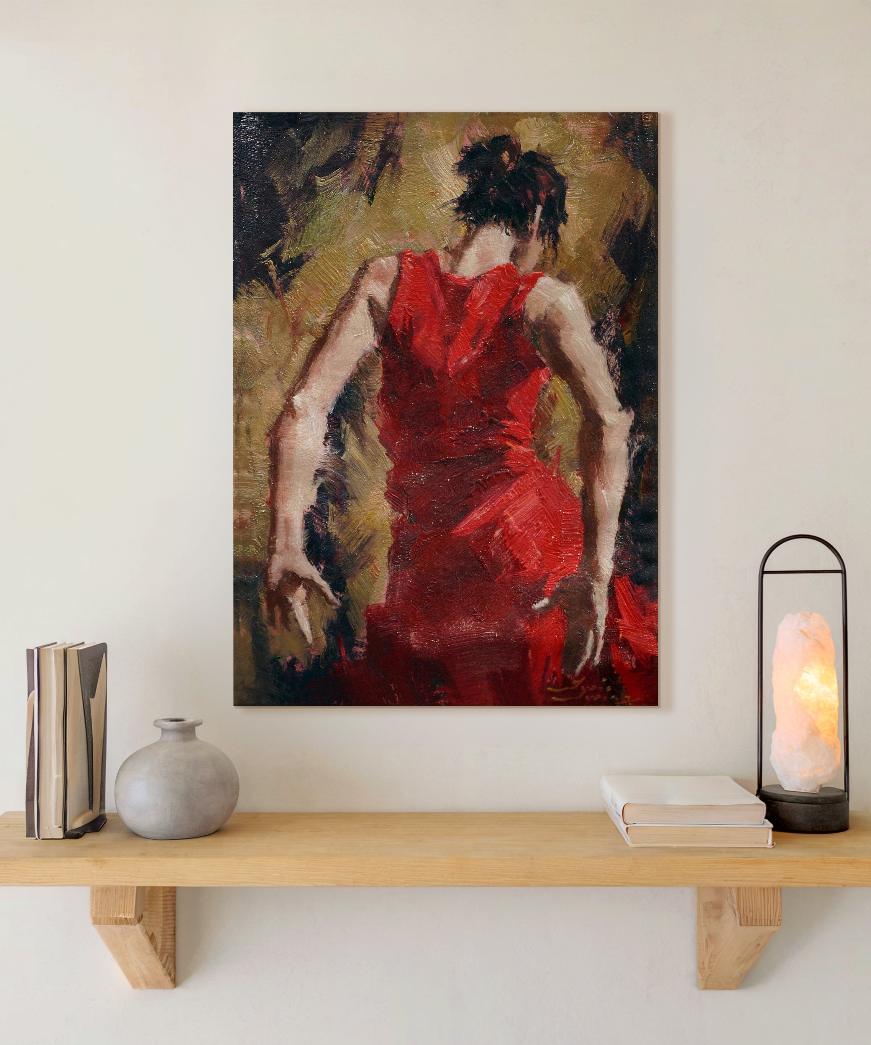 Kırmızının Ardında | Yağlı Boya Dokulu Canvas Baskı