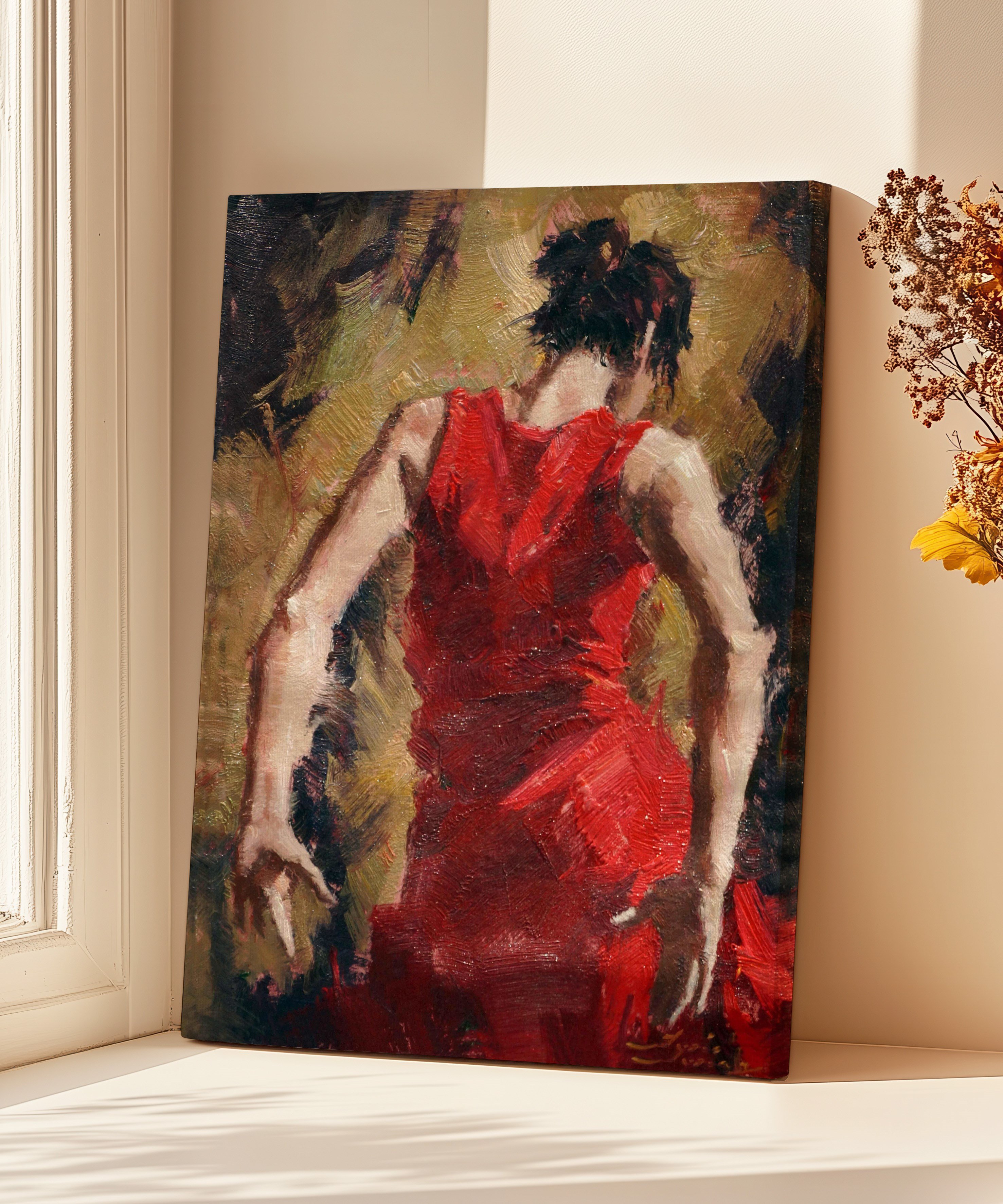 Kırmızının Ardında | Yağlı Boya Dokulu Canvas Baskı