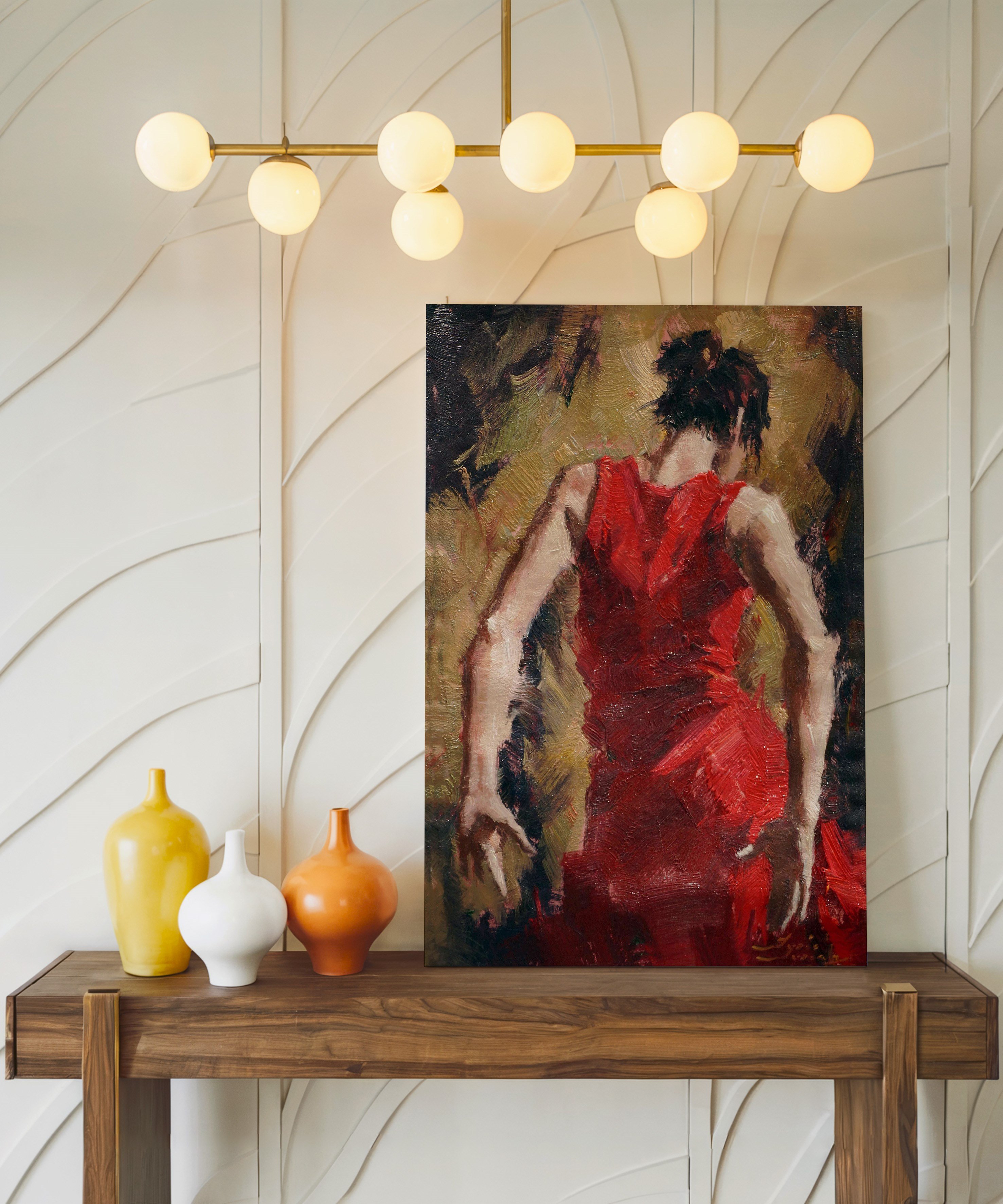 Kırmızının Ardında | Yağlı Boya Dokulu Canvas Baskı