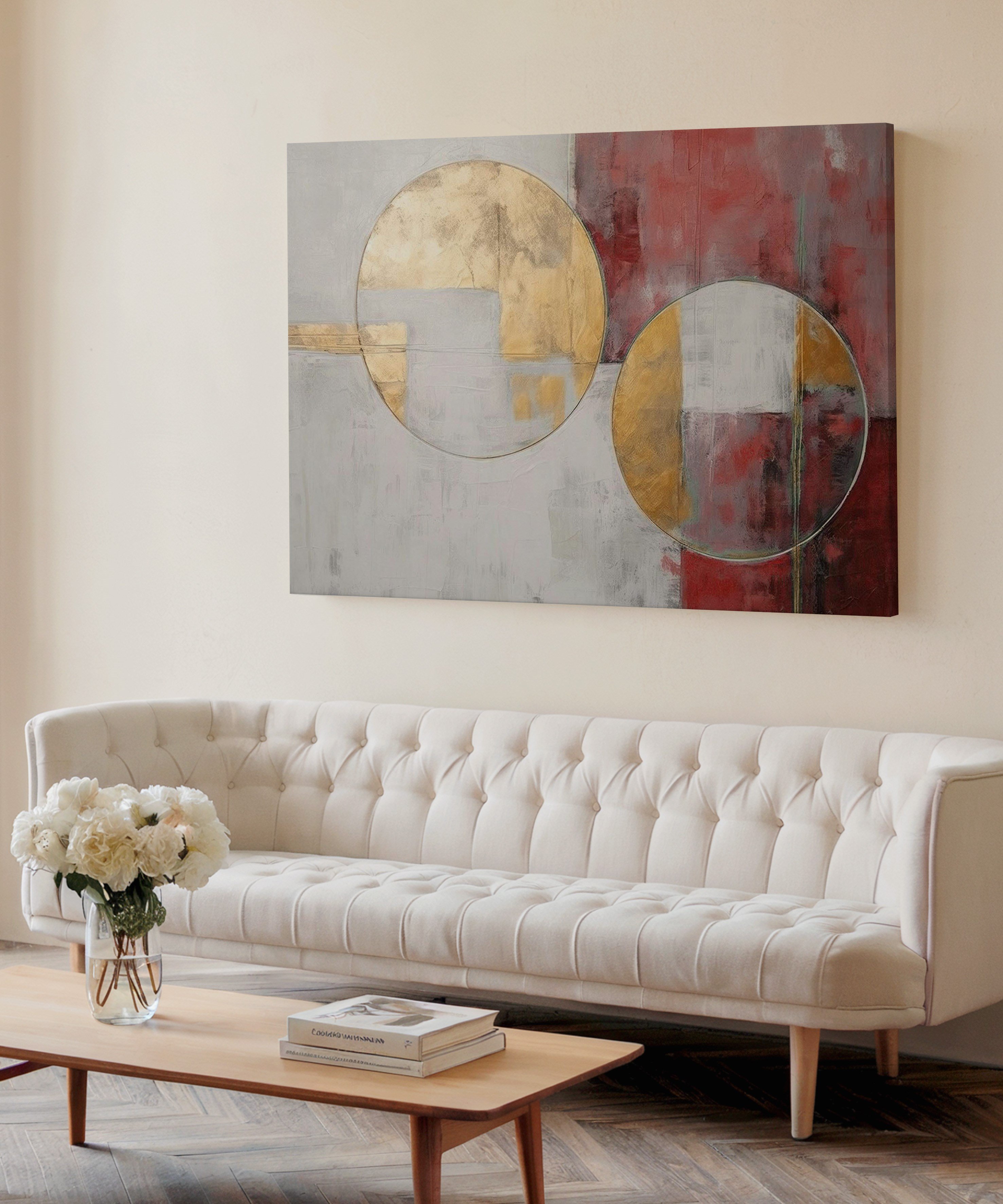 Kırmızının Dengesi | Yağlı Boya Dokulu Canvas Baskı