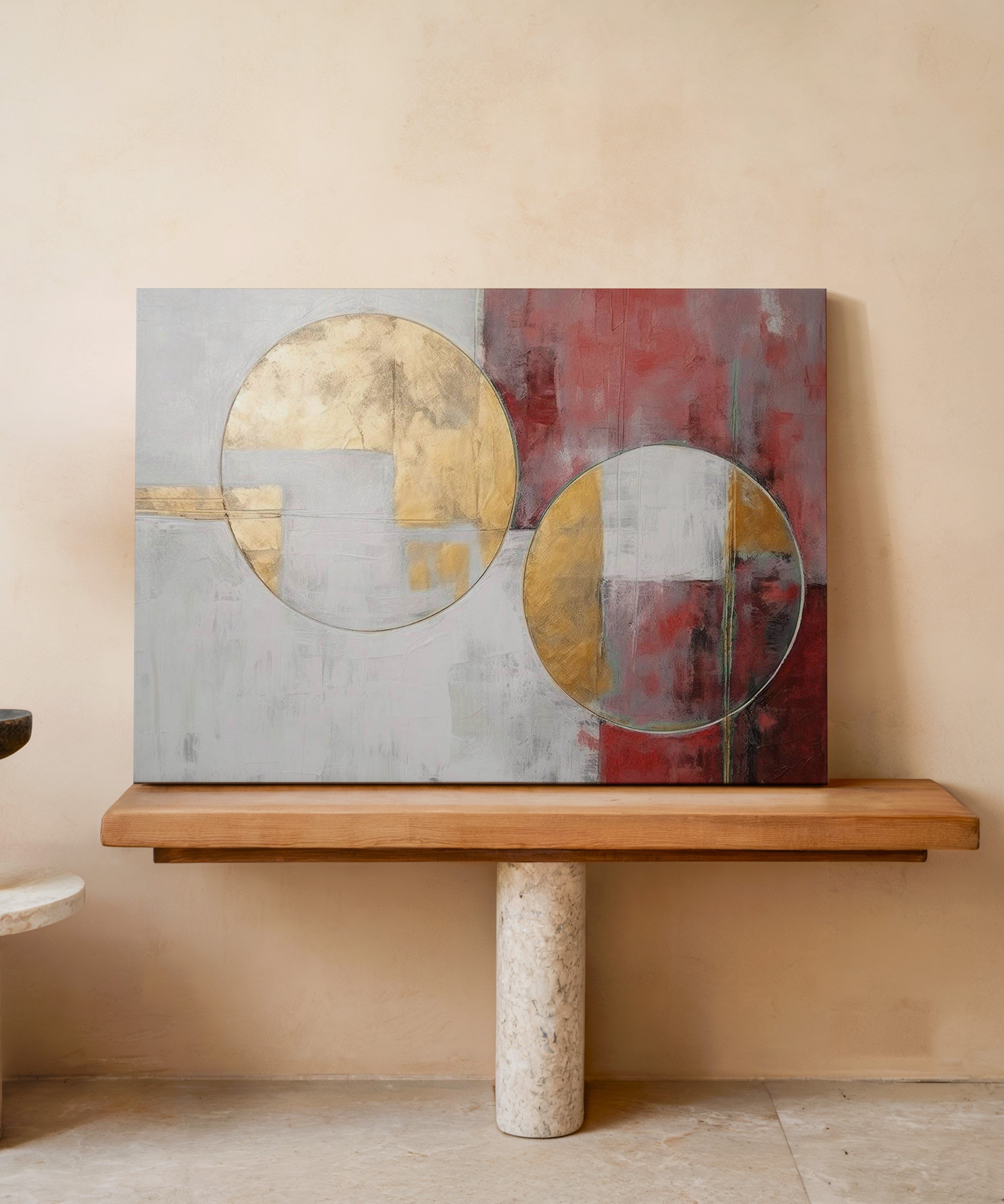 Kırmızının Dengesi | Yağlı Boya Dokulu Canvas Baskı