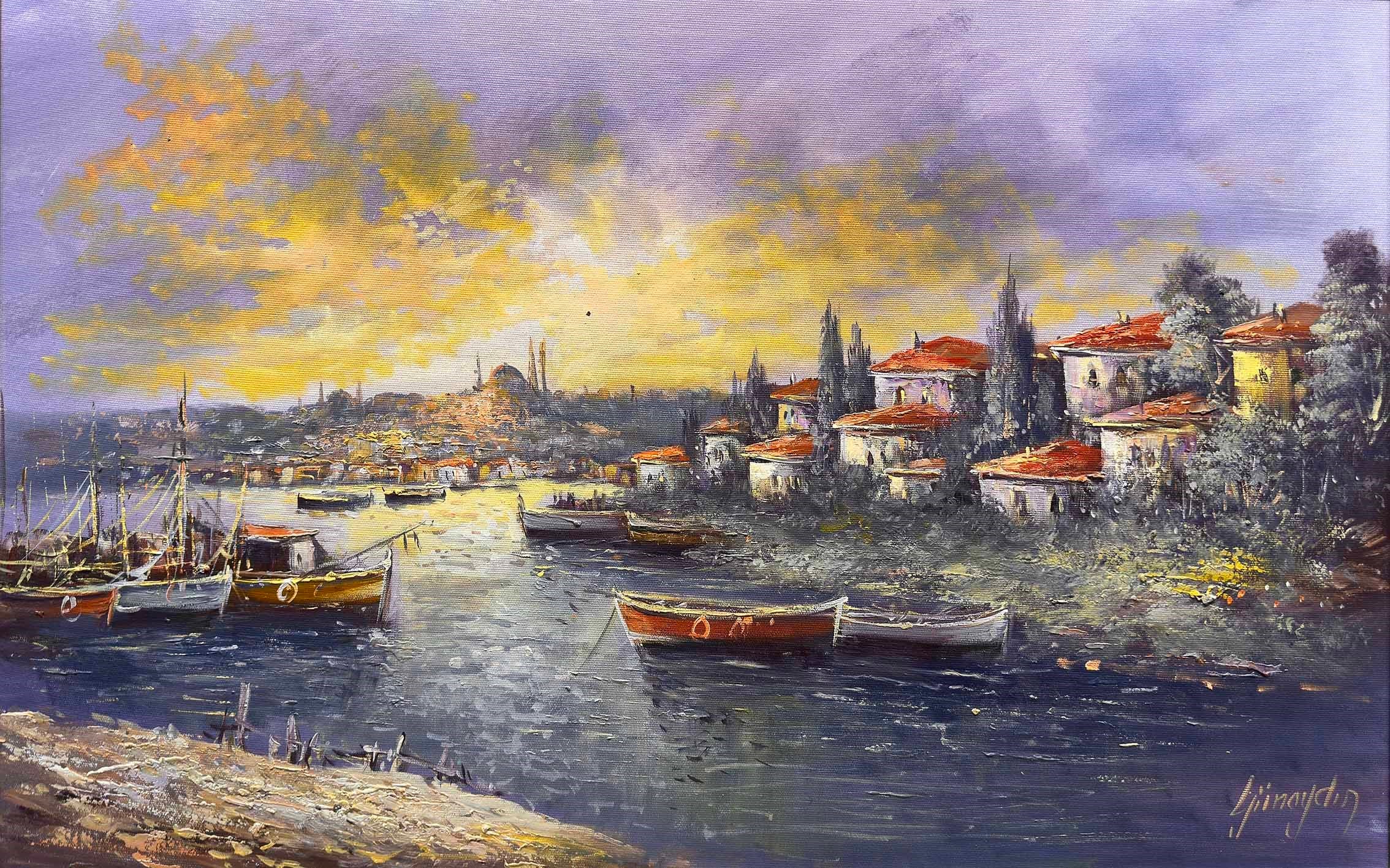 Kıyıdaki Beyaz Evler | Yağlı Boya Tablo