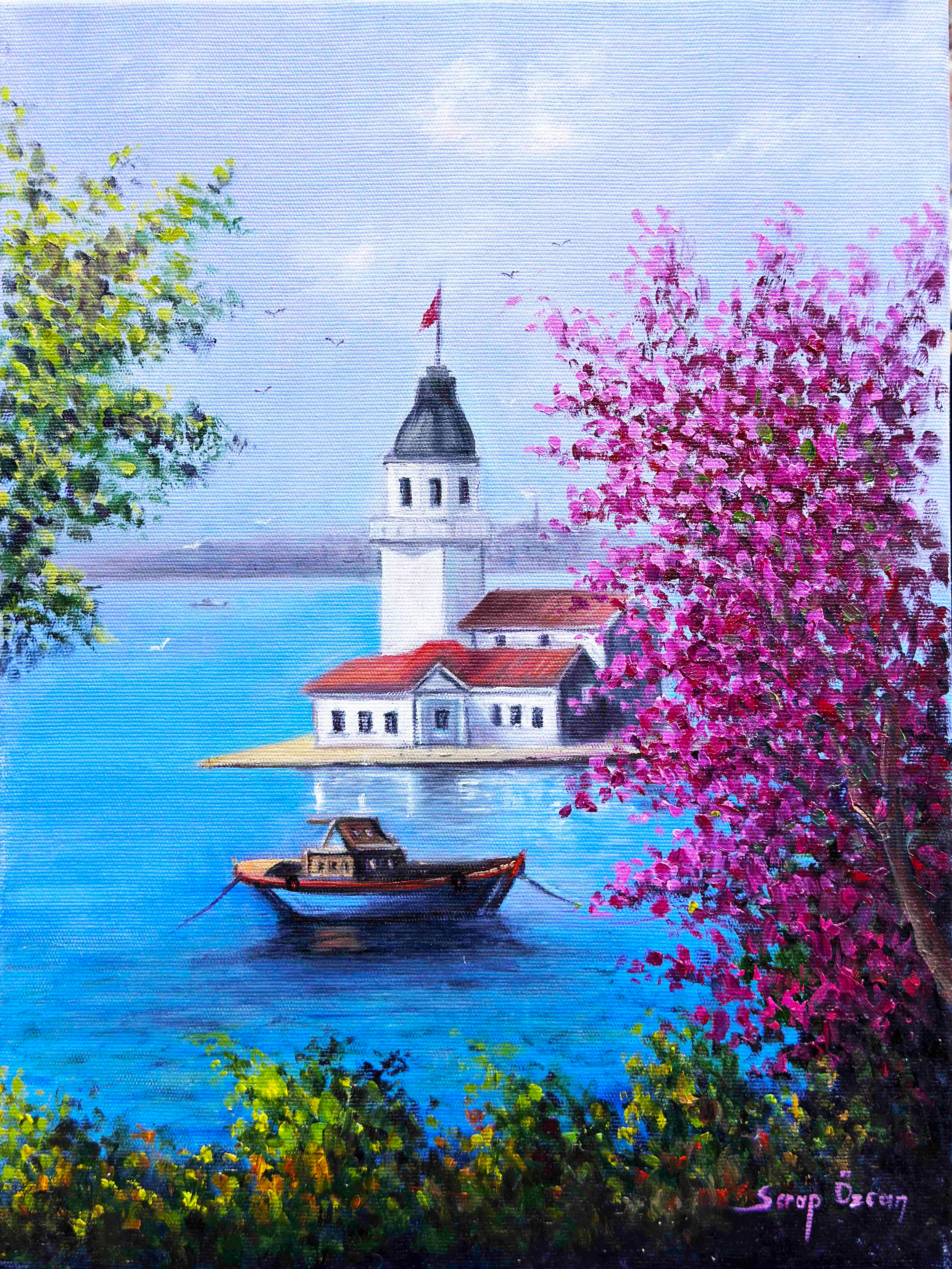 Kız Kulesinde Bahar | Yağlı Boya Tablo