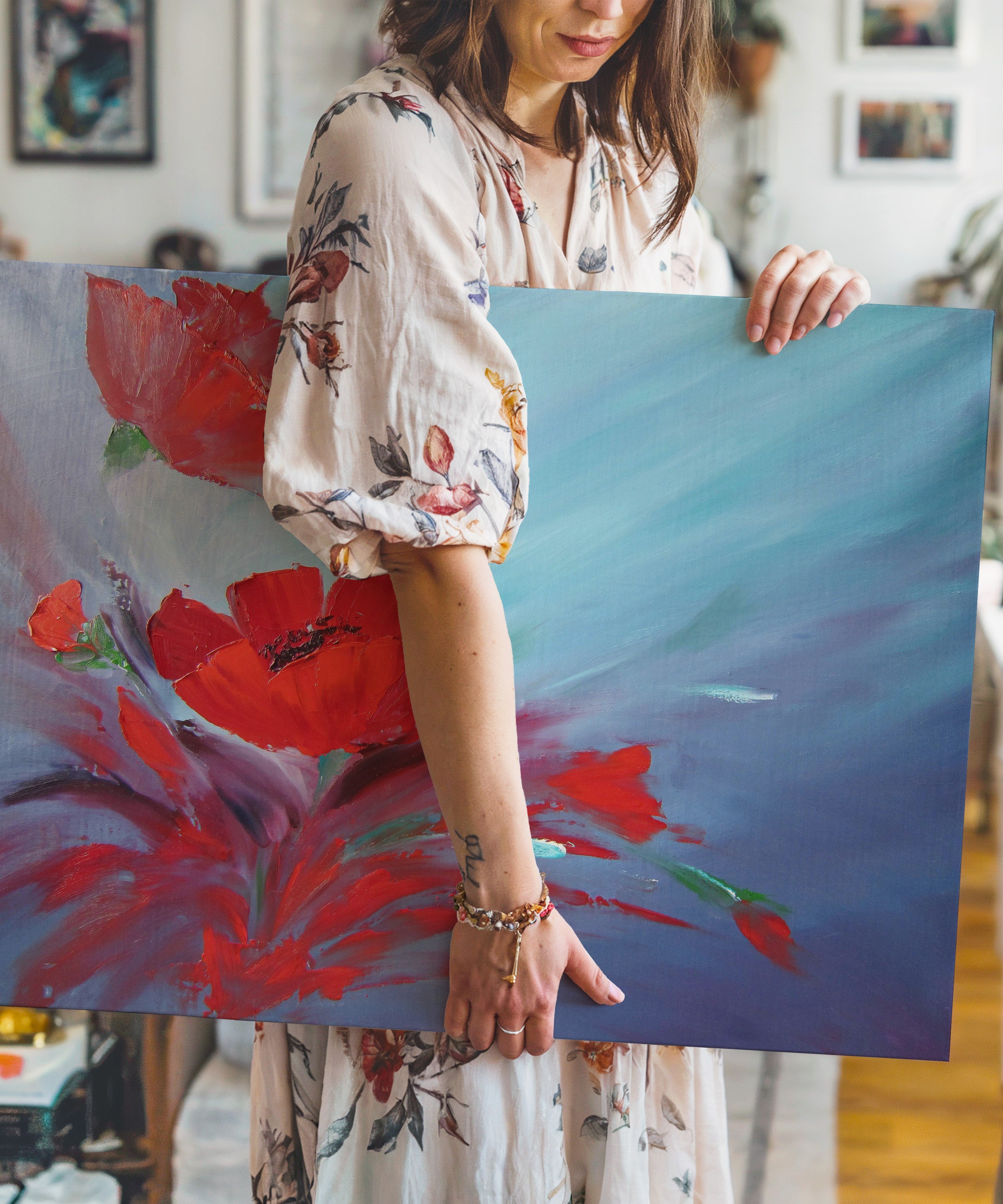 Kızıl Esinti | Yağlı Boya Dokulu Canvas Baskı