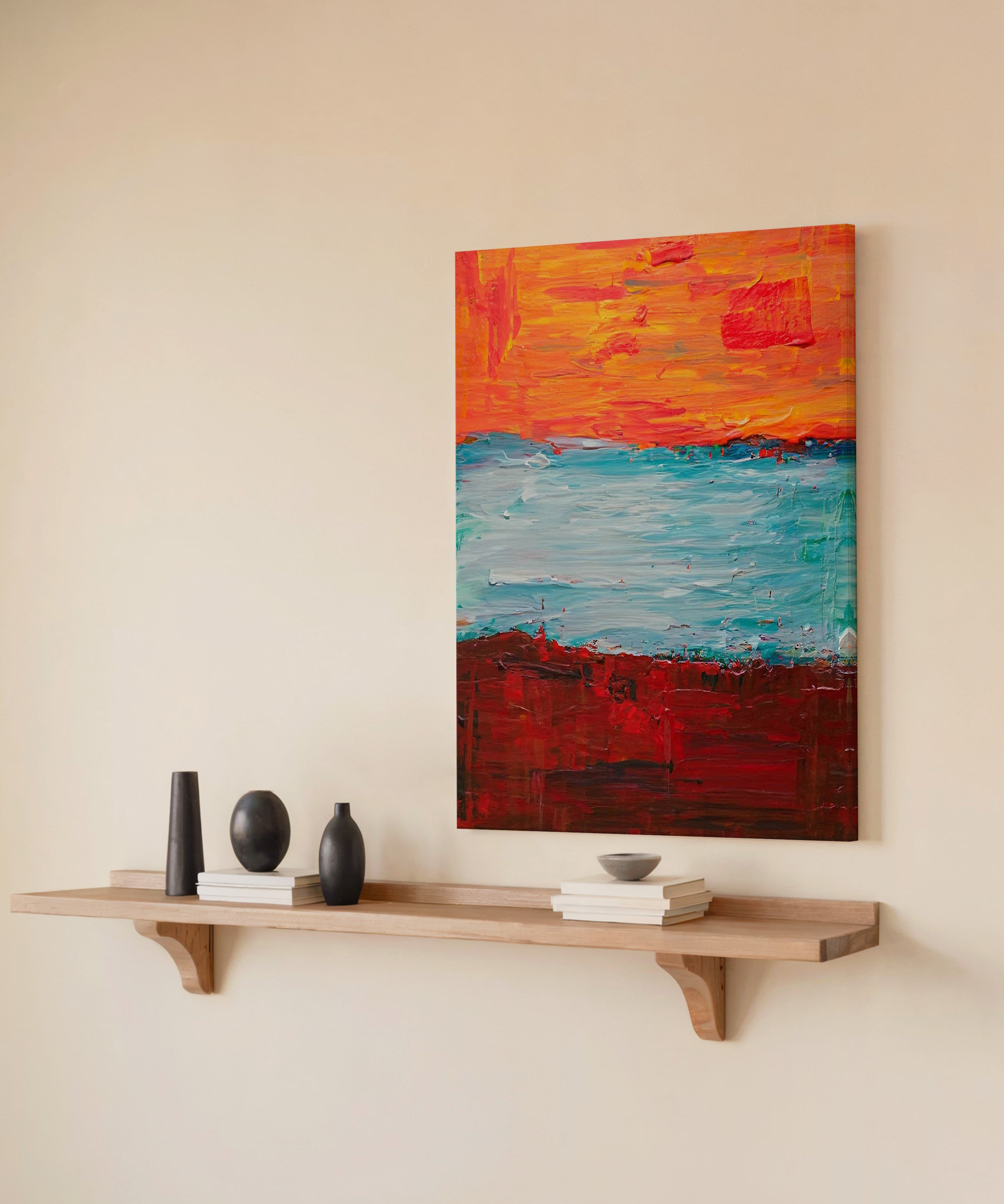 Kızıl Gelgit | Yağlı Boya Dokulu Canvas Baskı