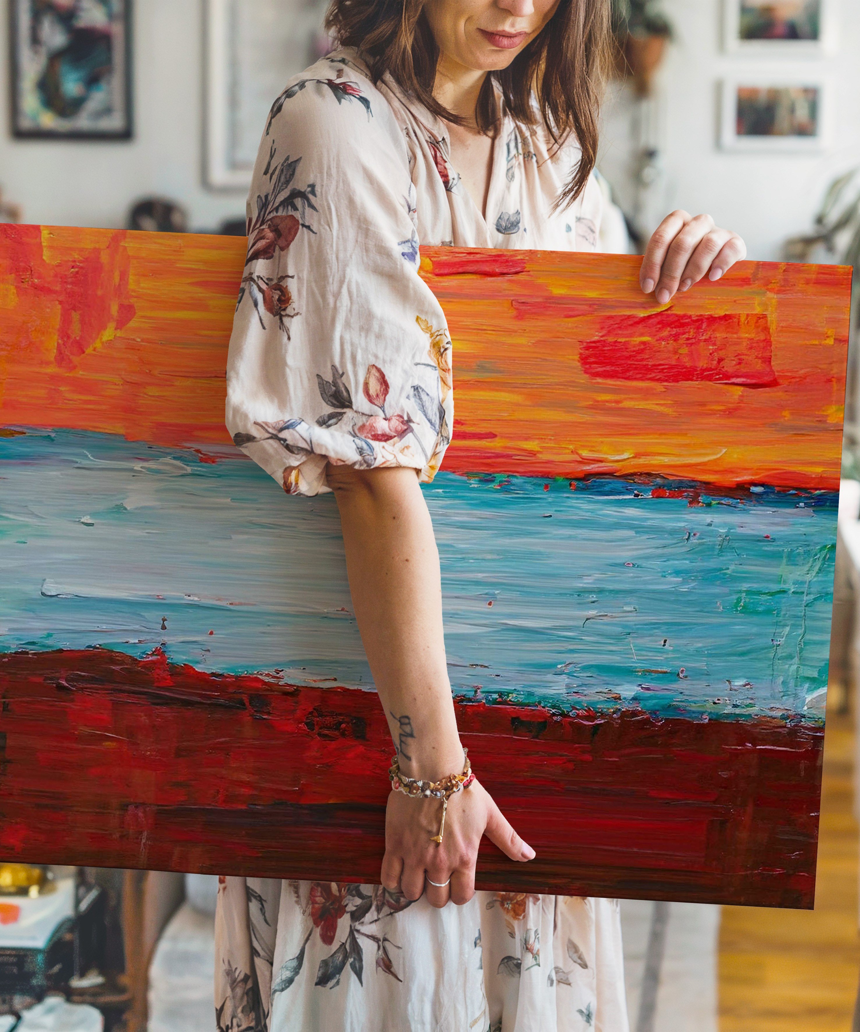 Kızıl Gelgit | Yağlı Boya Dokulu Canvas Baskı