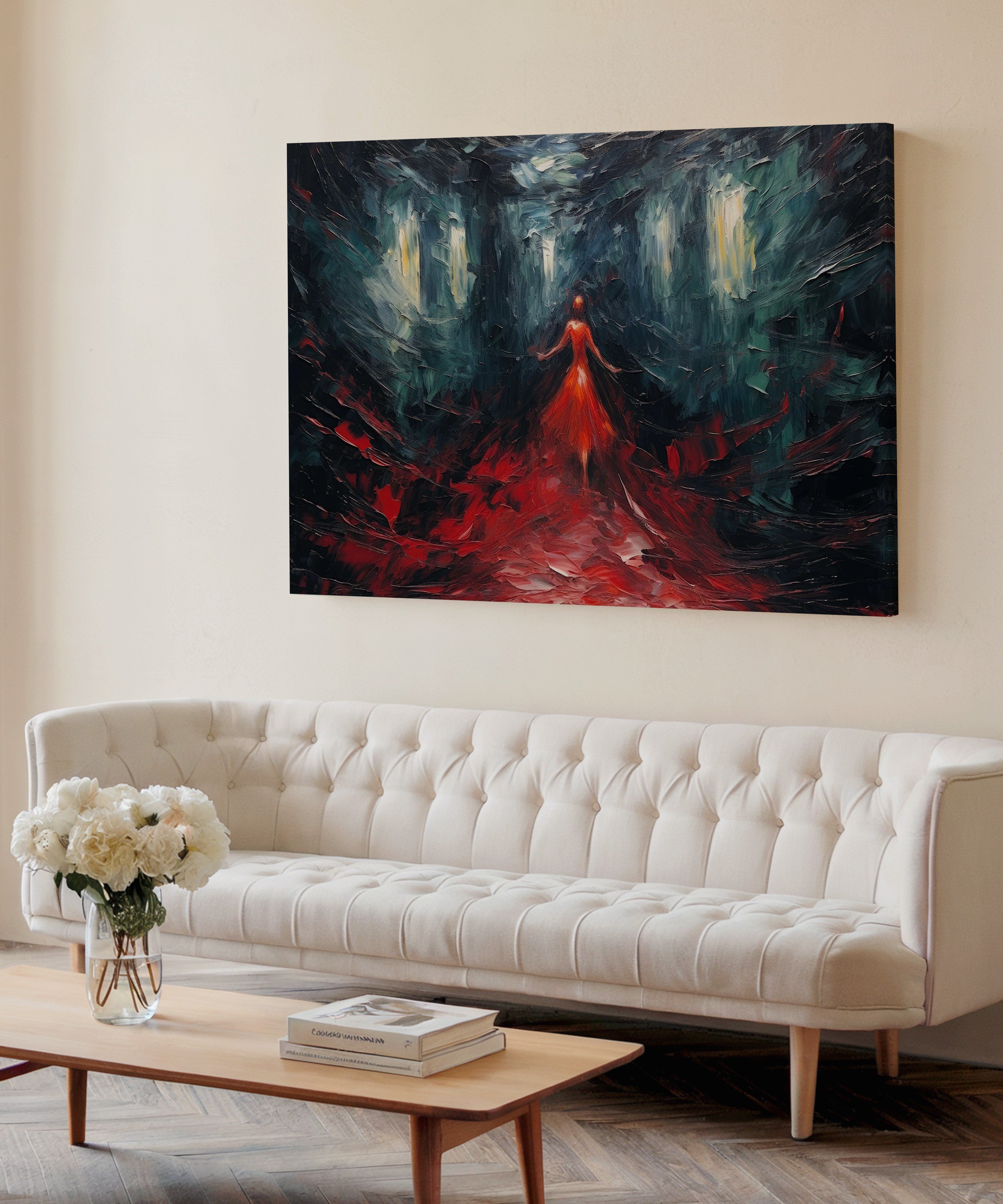 Kızıl Sessizliğin İçinde | Yağlı Boya Dokulu Canvas Baskı