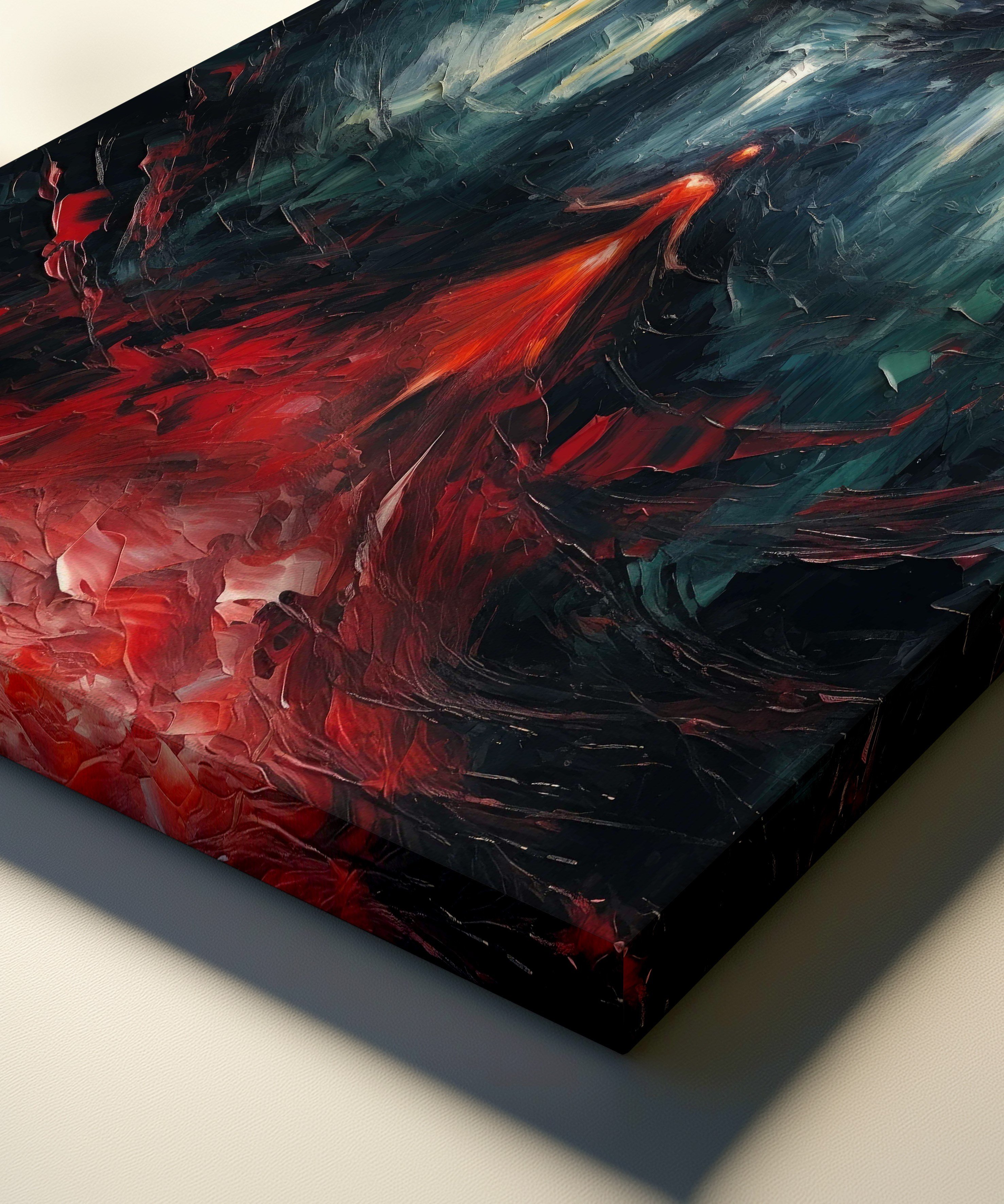 Kızıl Sessizliğin İçinde | Yağlı Boya Dokulu Canvas Baskı