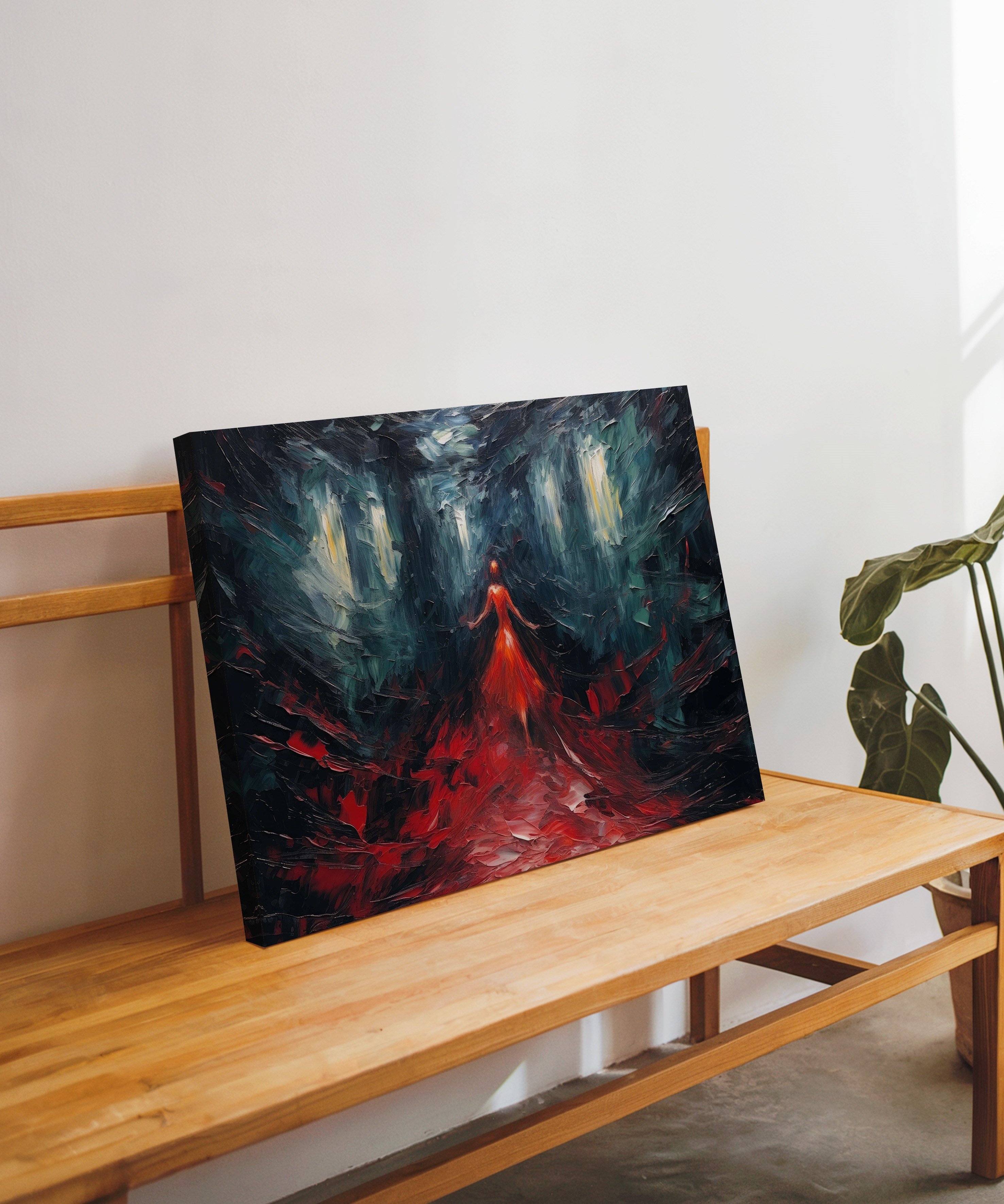Kızıl Sessizliğin İçinde | Yağlı Boya Dokulu Canvas Baskı