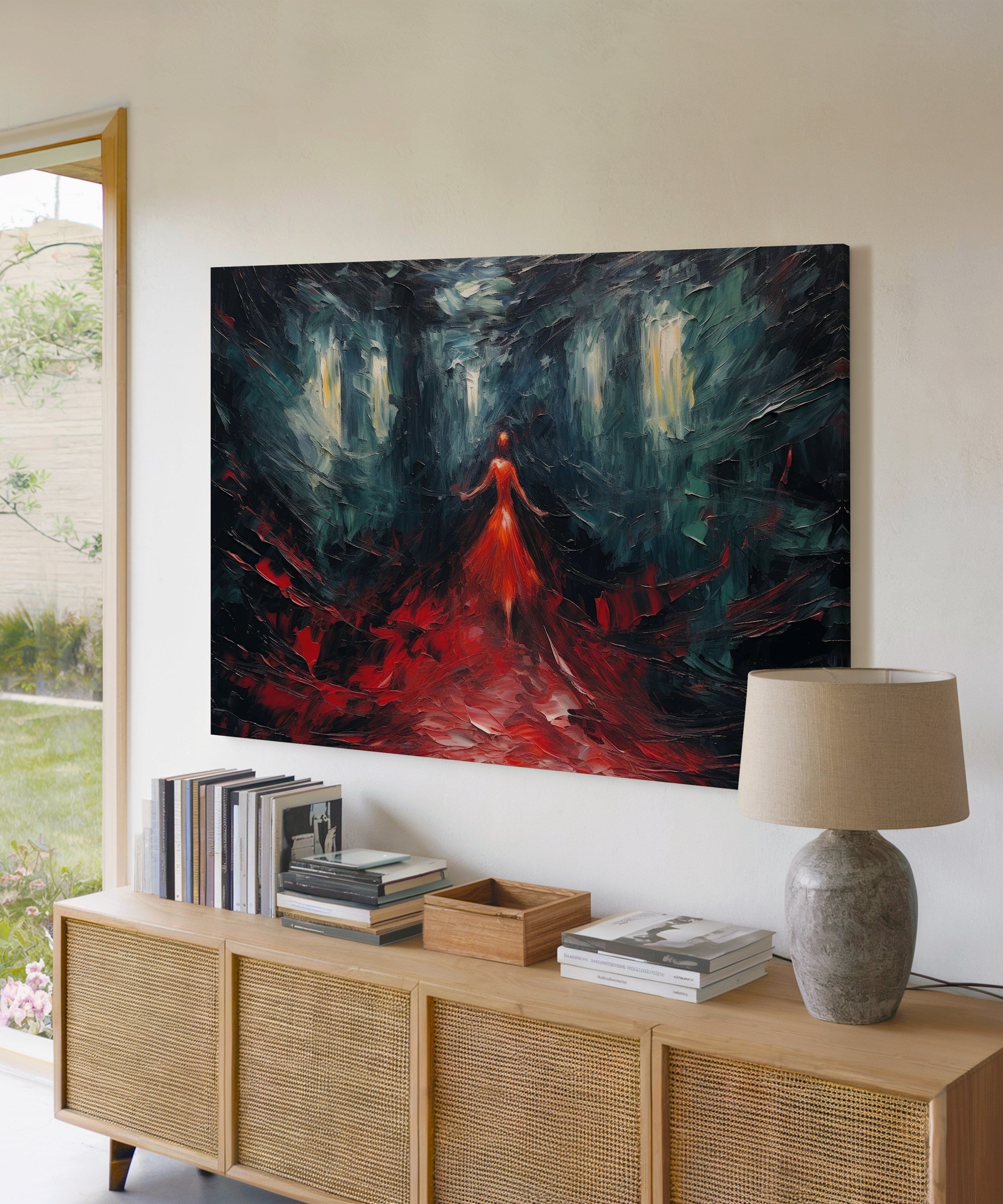 Kızıl Sessizliğin İçinde | Yağlı Boya Dokulu Canvas Baskı