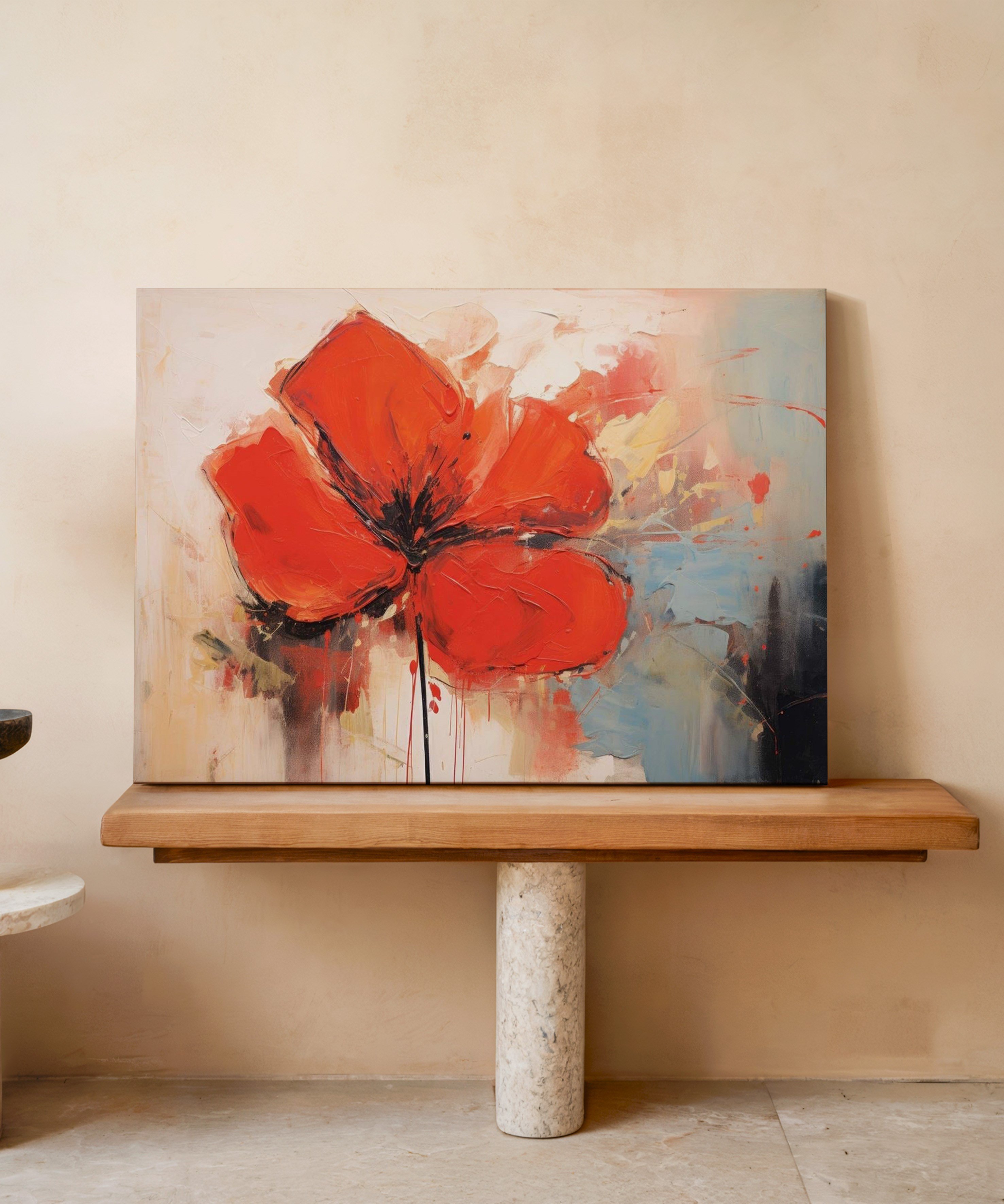 Kızıl Zarafet | Yağlı Boya Dokulu Canvas Baskı