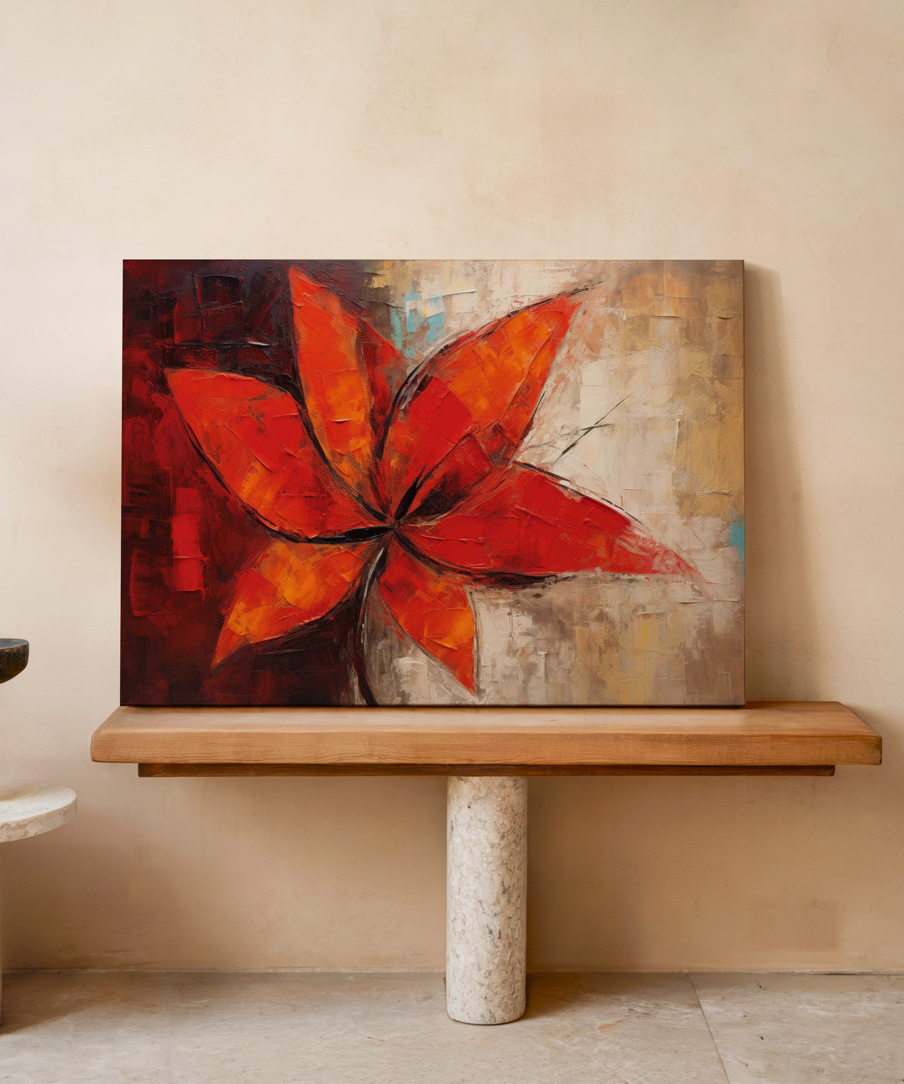 Kor Ateşi Çiçeği | Yağlı Boya Dokulu Canvas Baskı