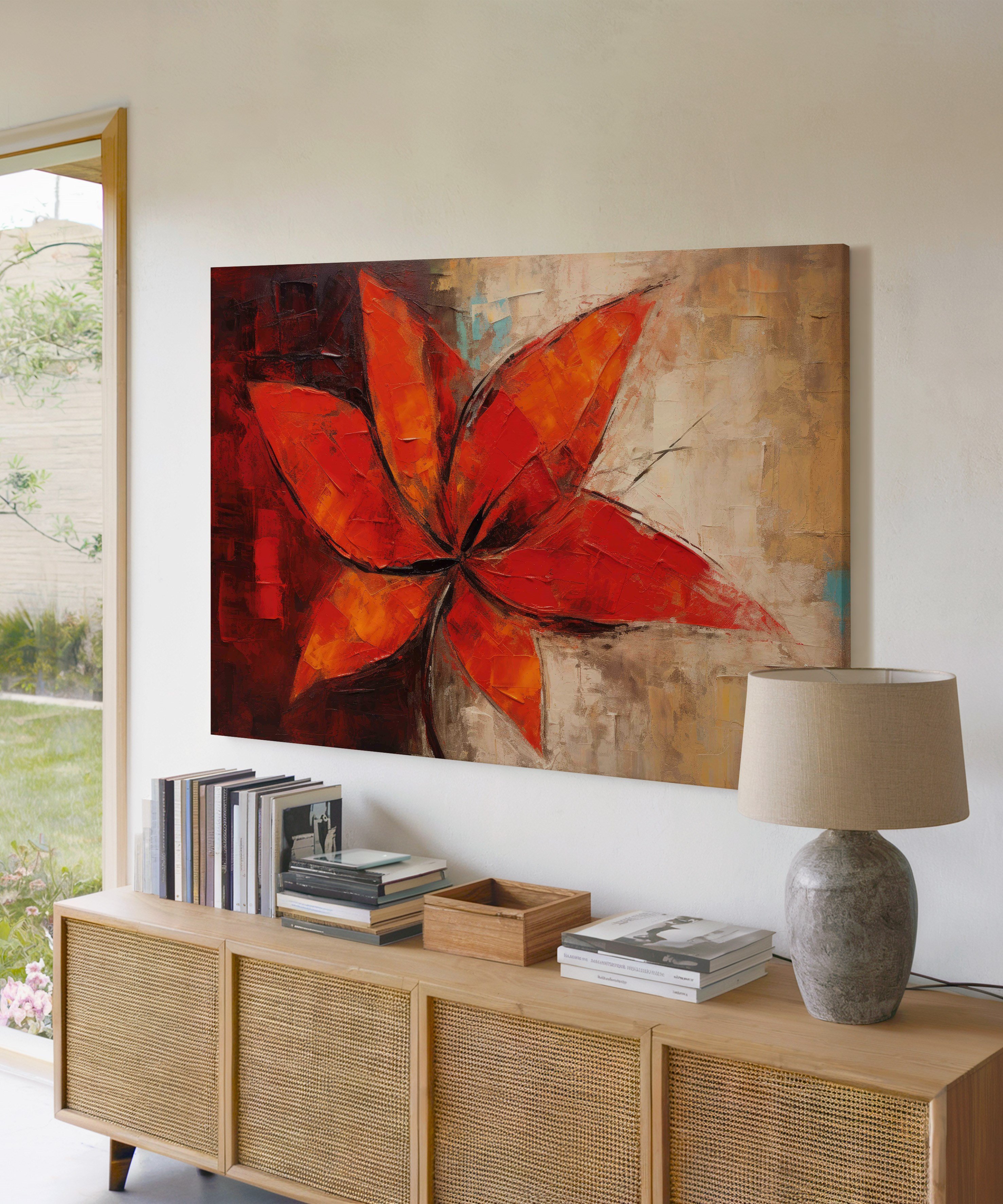 Kor Ateşi Çiçeği | Yağlı Boya Dokulu Canvas Baskı