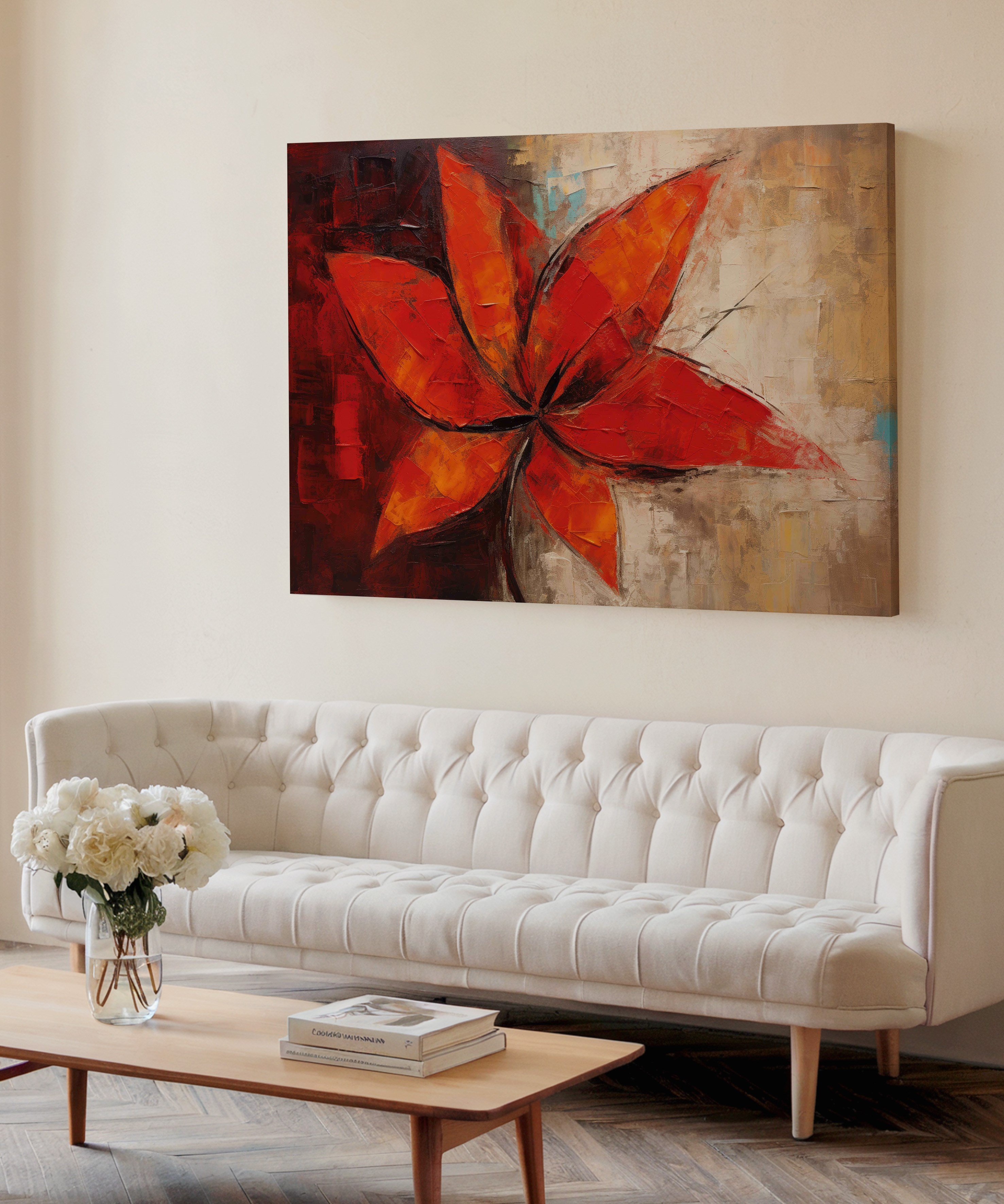 Kor Ateşi Çiçeği | Yağlı Boya Dokulu Canvas Baskı