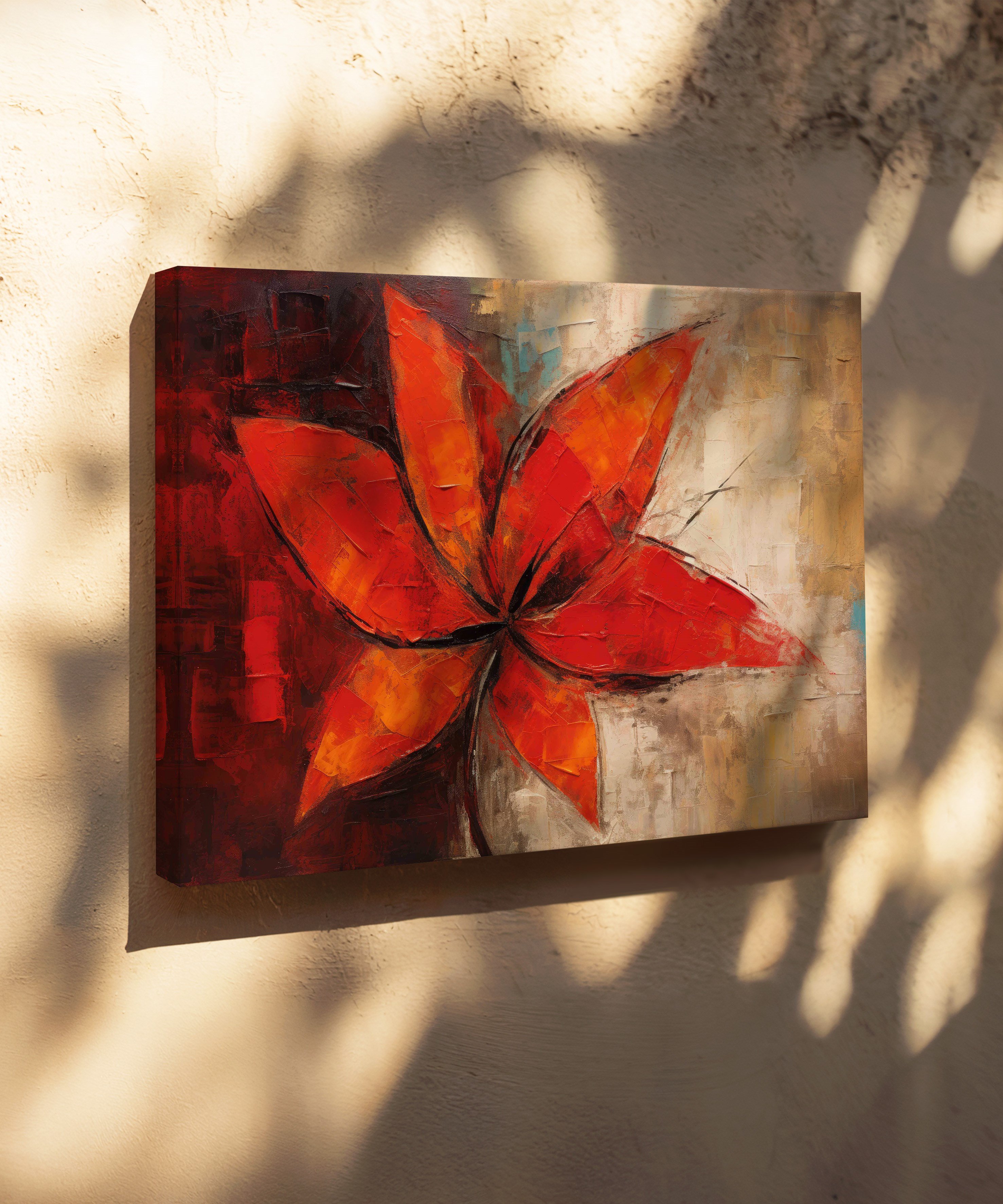 Kor Ateşi Çiçeği | Yağlı Boya Dokulu Canvas Baskı