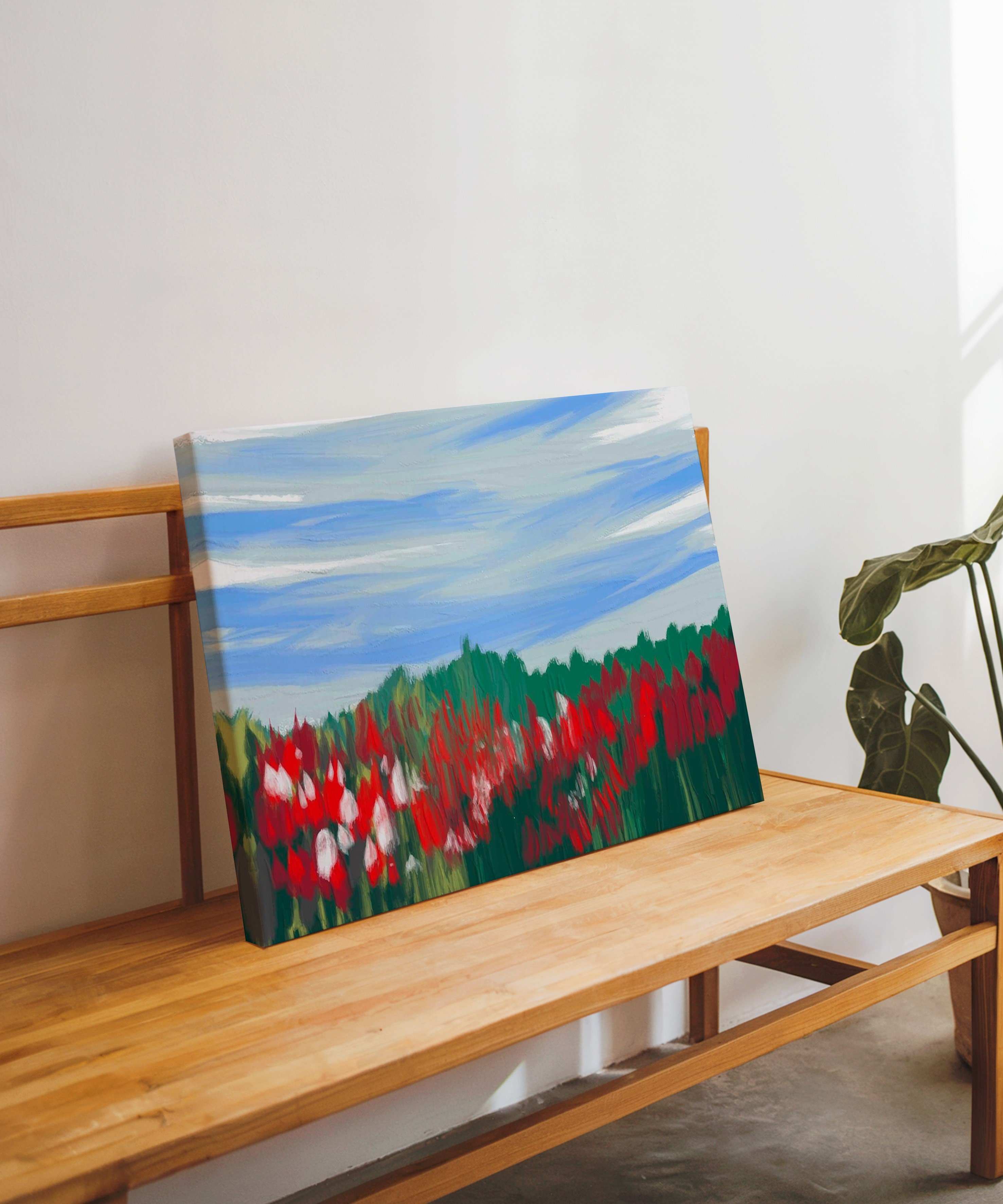 Lale Bahçesinde Bahar | Yağlı Boya Dokulu Canvas Baskı