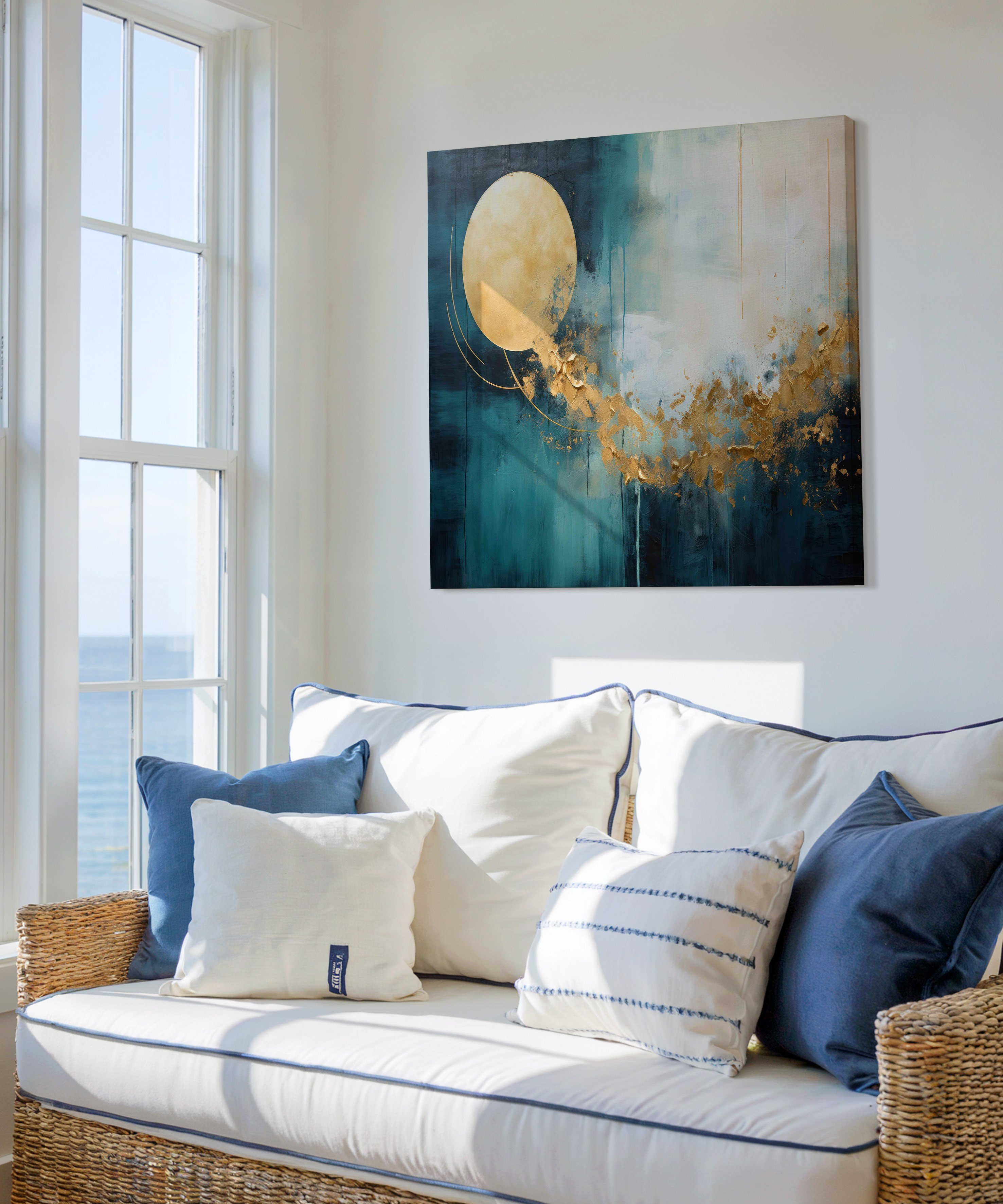 Lüks Turkuaz Altın | Yağlı Boya Dokulu Canvas Baskı