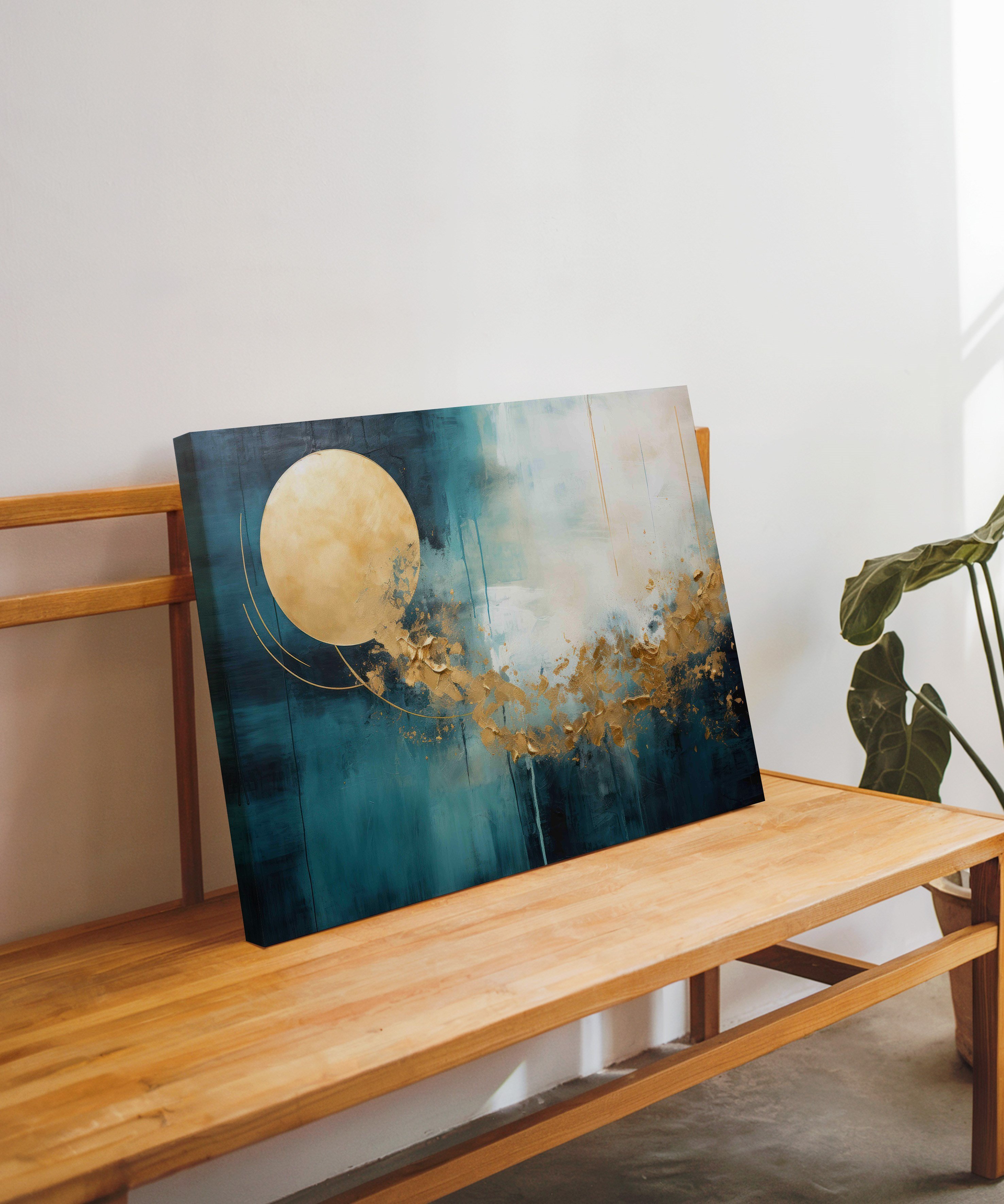 Lüks Turkuaz Altın | Yağlı Boya Dokulu Canvas Baskı