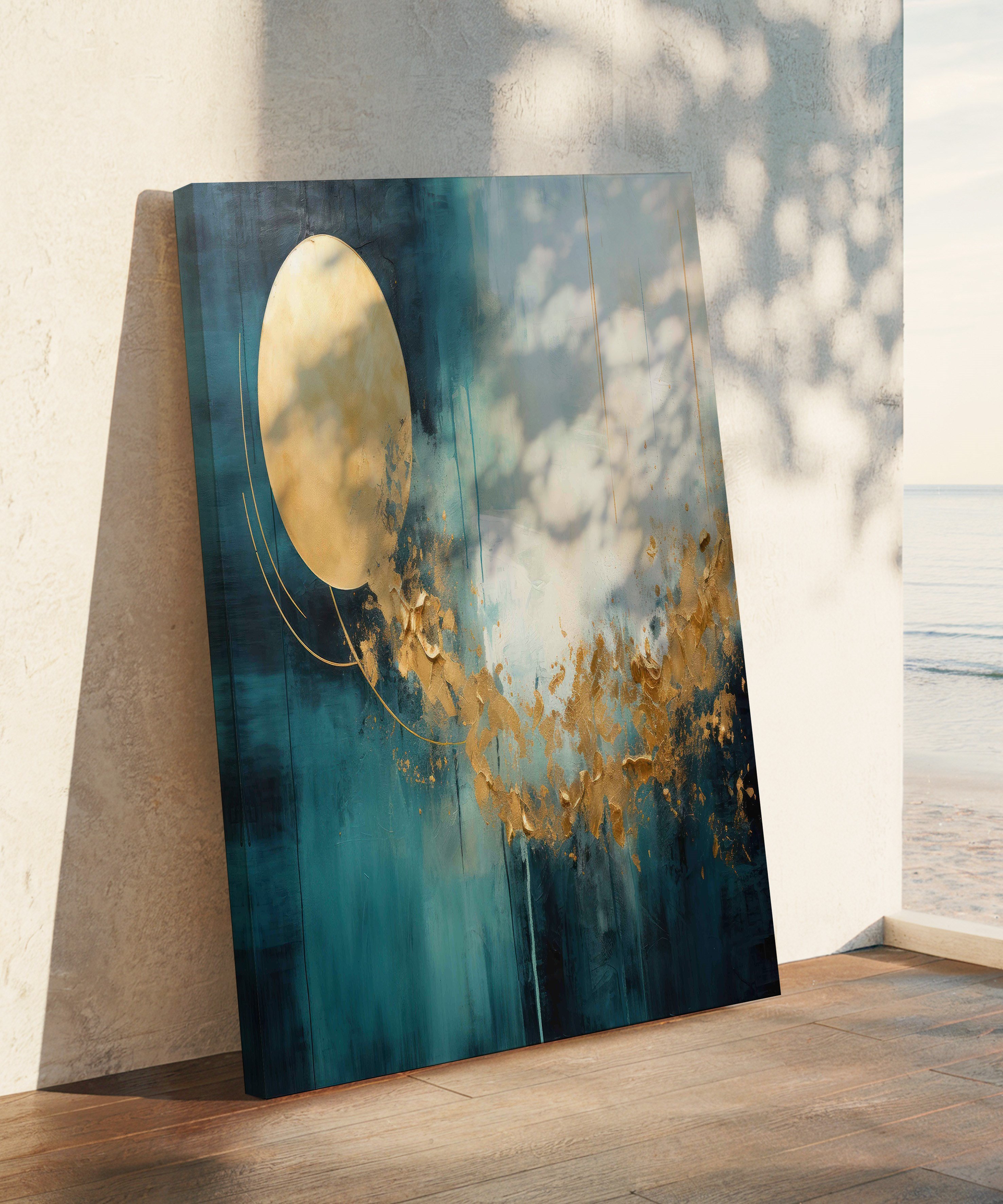 Lüks Turkuaz Altın | Yağlı Boya Dokulu Canvas Baskı