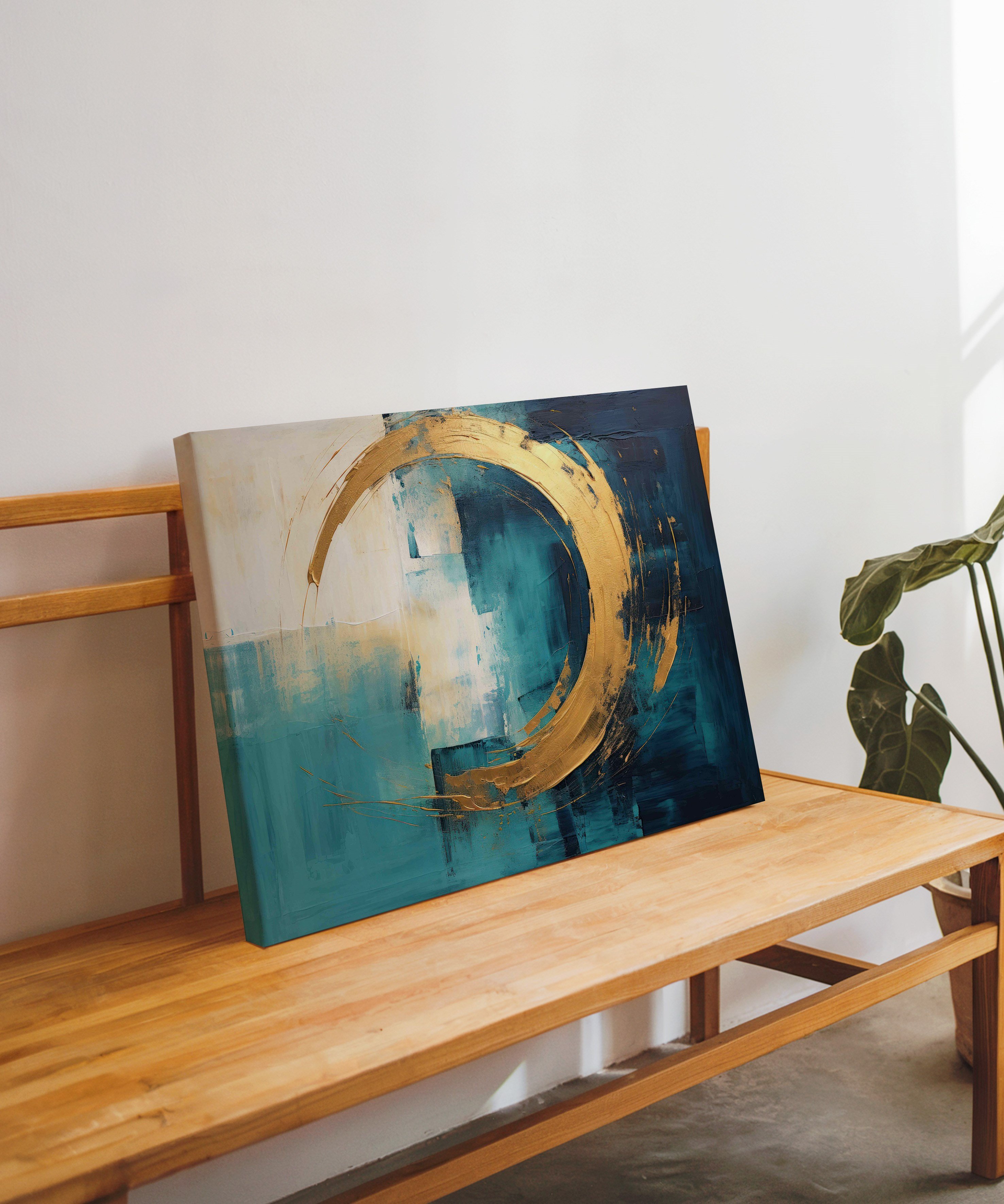 Lux Turkuaz Altın 4 | Yağlıboya dokulu canvas baskı