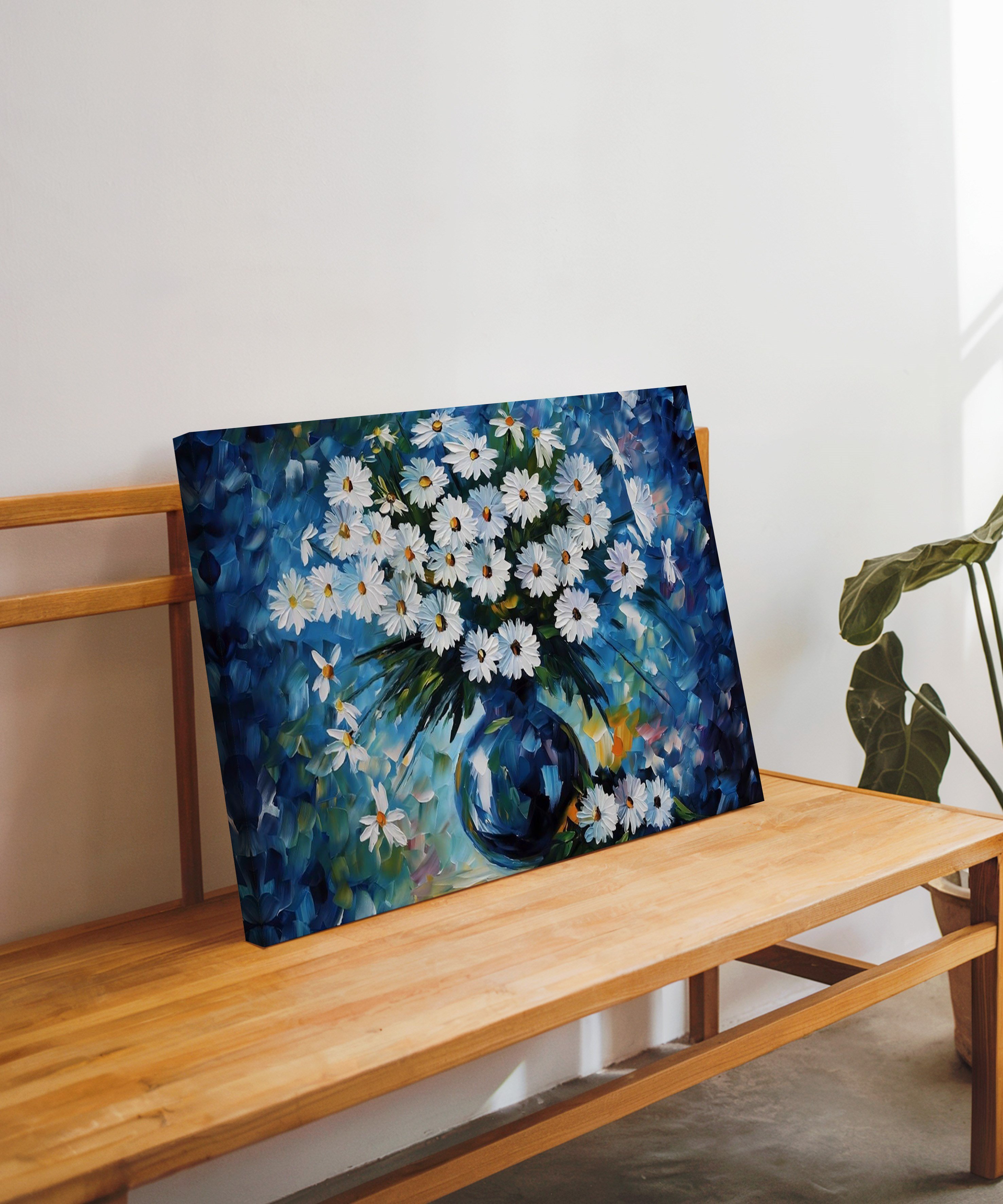 Mavi Bahar | Yağlı Boya Dokulu Canvas Baskı