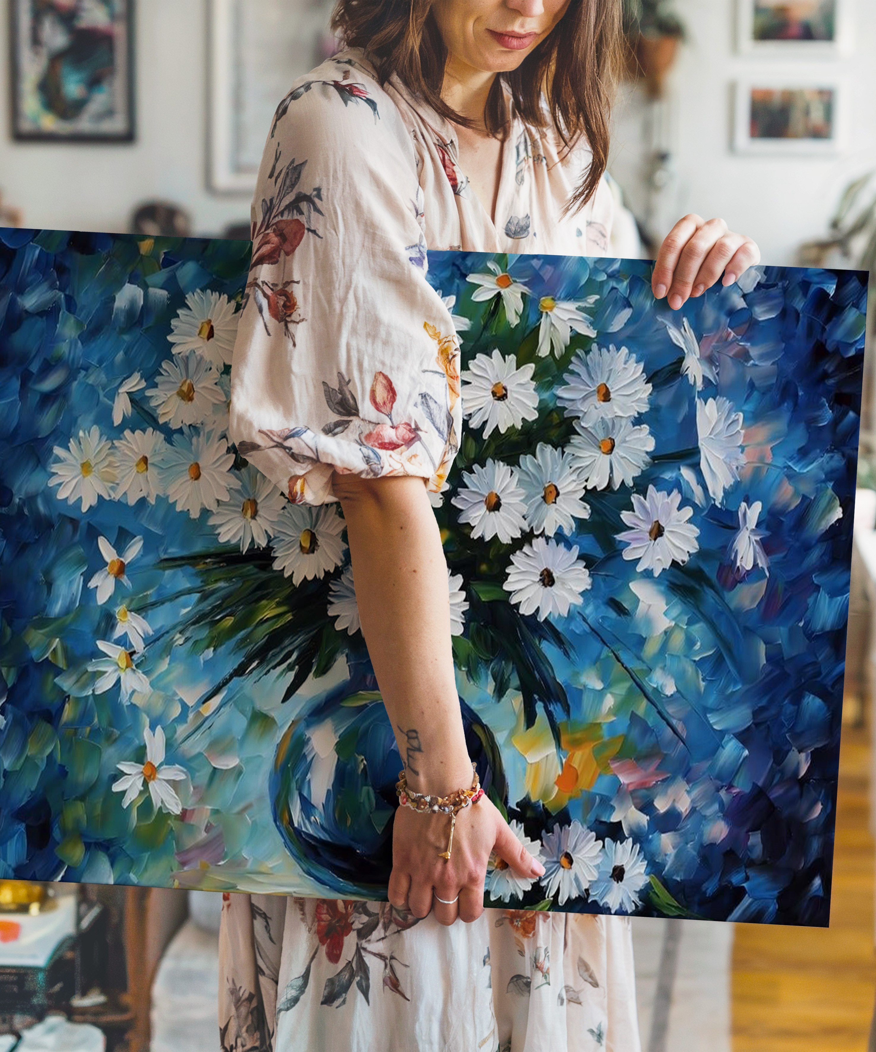 Mavi Bahar | Yağlı Boya Dokulu Canvas Baskı
